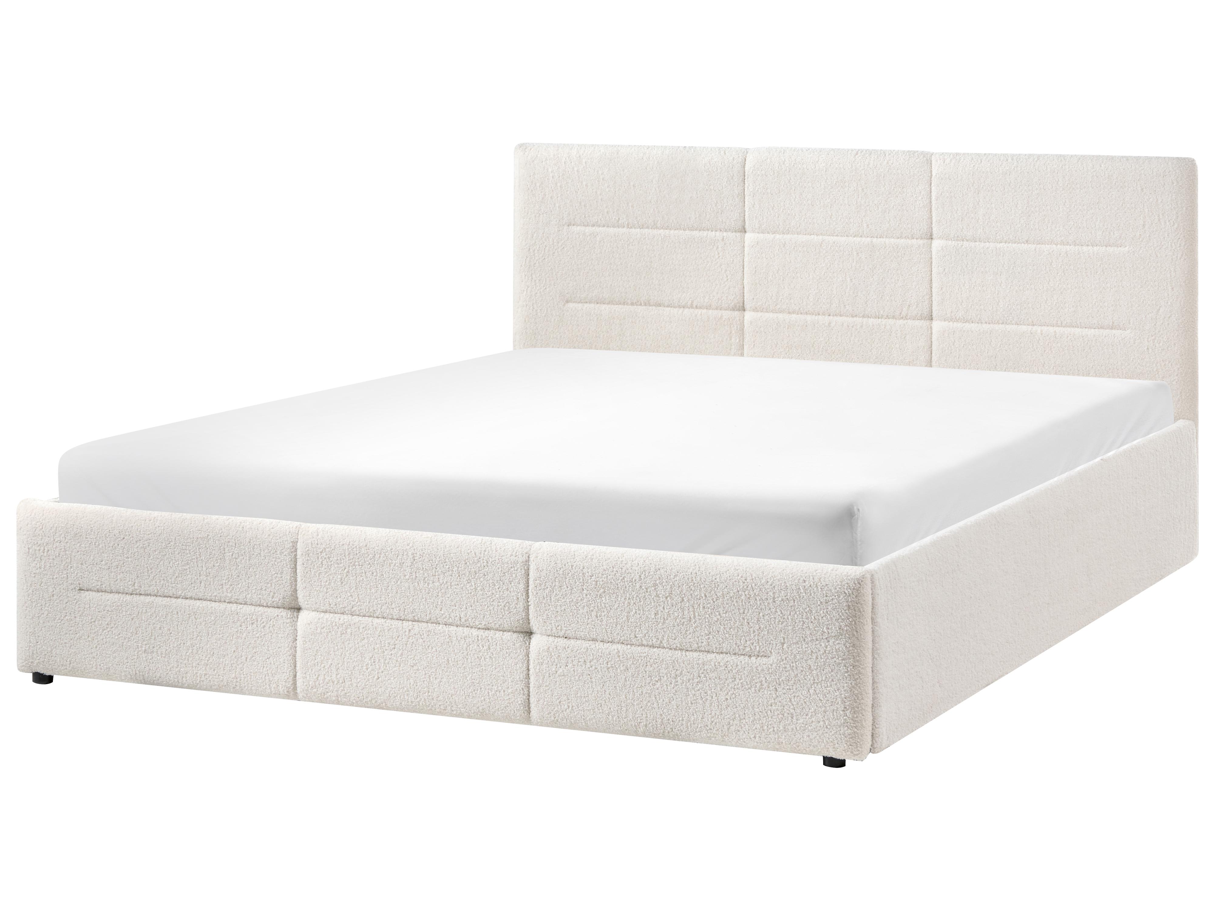 Bed met opbergruimte Bouclé MASSOGNES 160 x 200 cm Gebroken wit