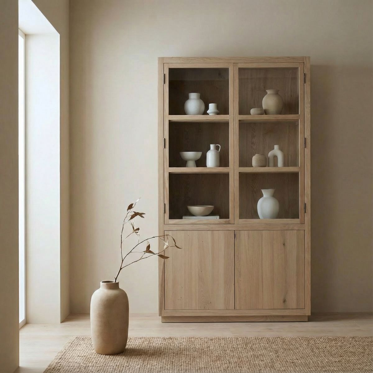 DÃJA Living - Vitrinekast Naturel Hout - 120x40x200cm - Cuenca