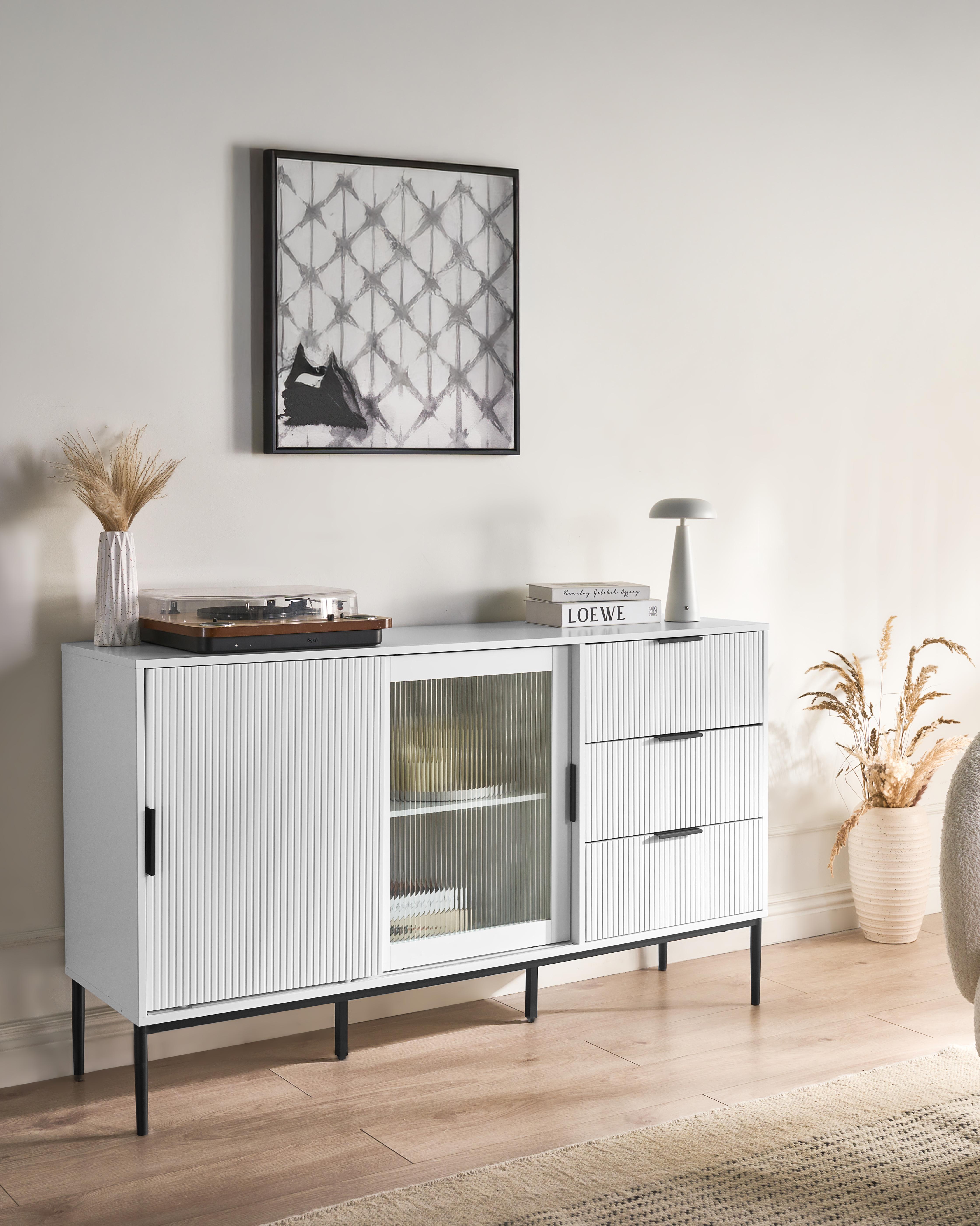 Dressoir met glazen deuren LEDUC Wit