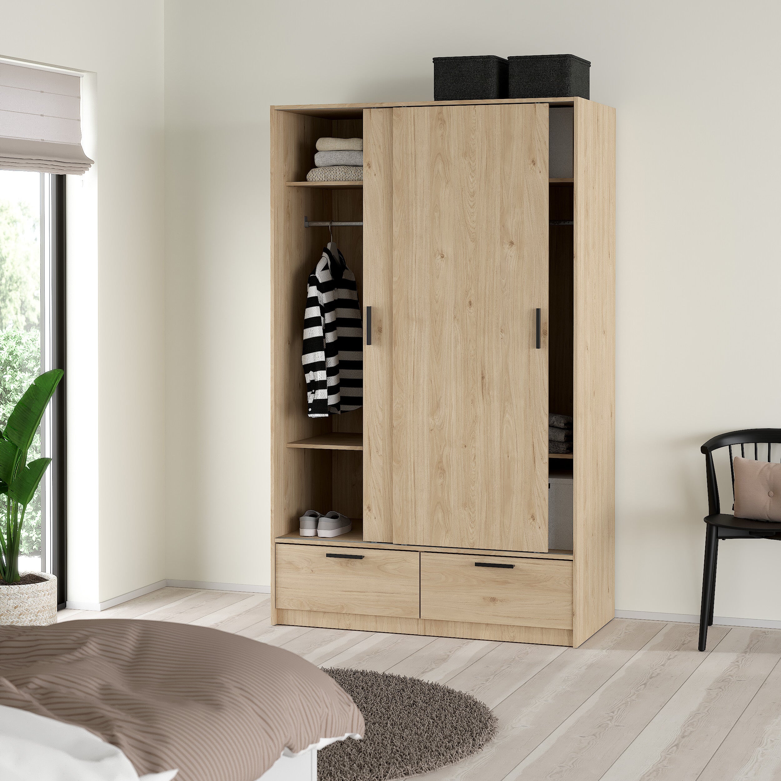 by fonQ basic Slim Kledingkast - B 121,2 - Eiken