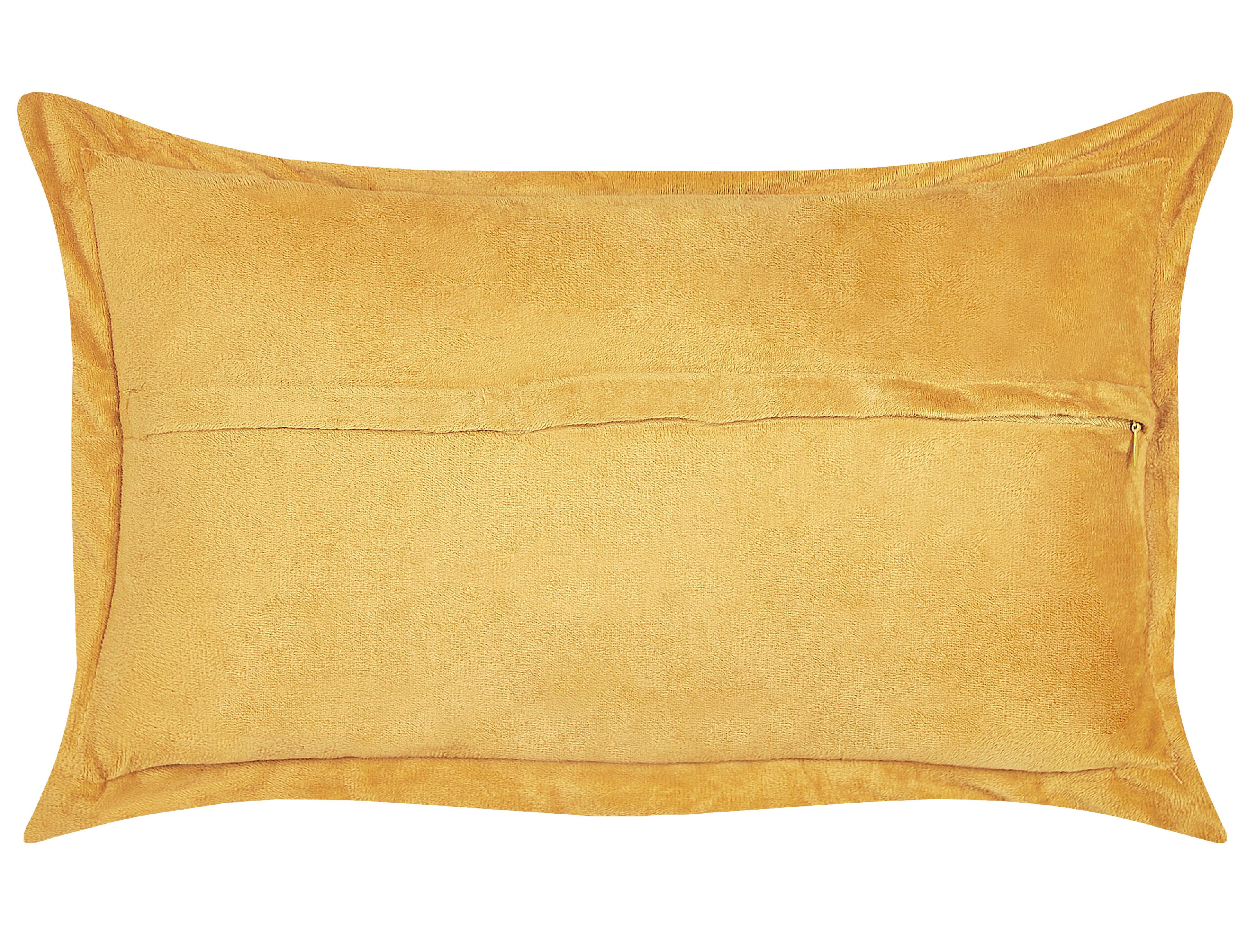Set van 2 sierkussens ZINNIA Corduroy 47 x 27 cm Mosterdgeel effen