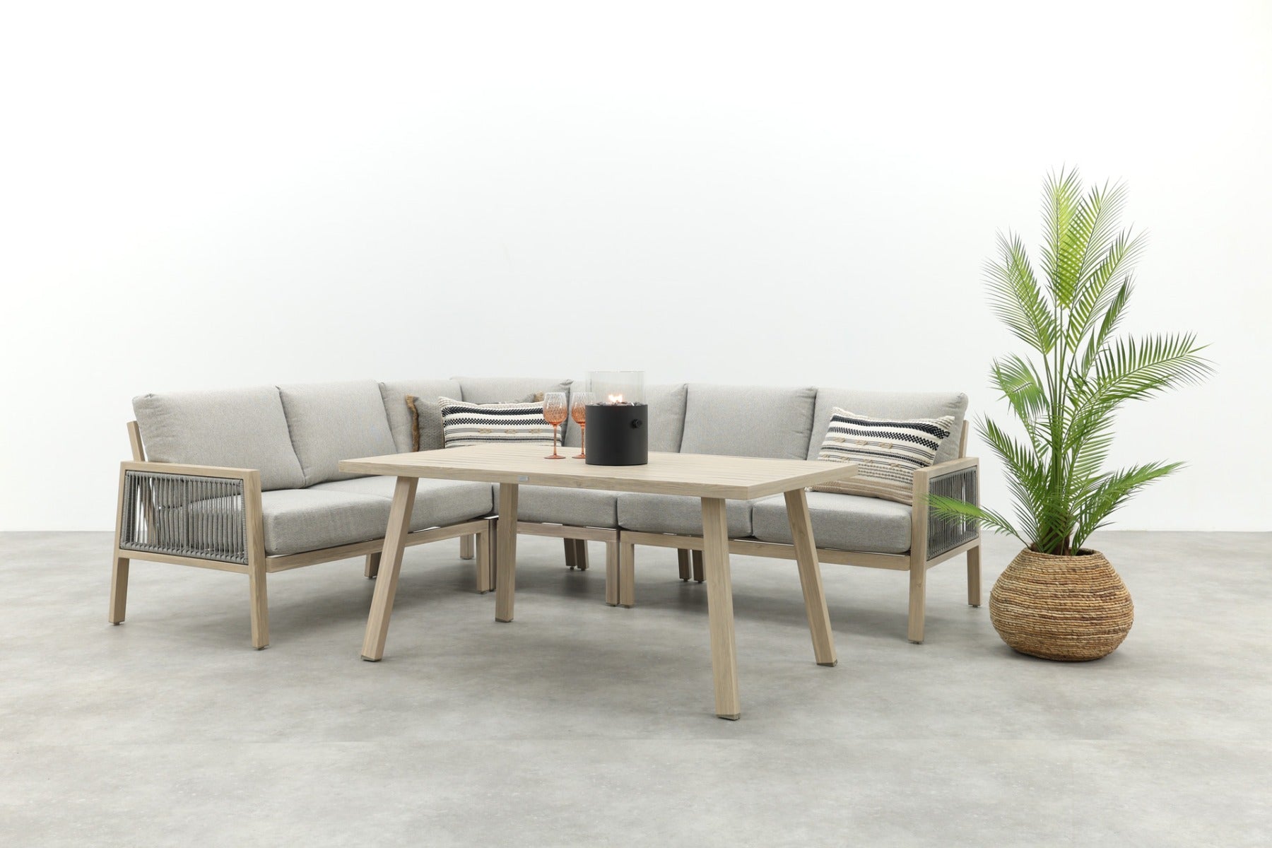 Decala aluminium lounge-dining set - licht eikenlook