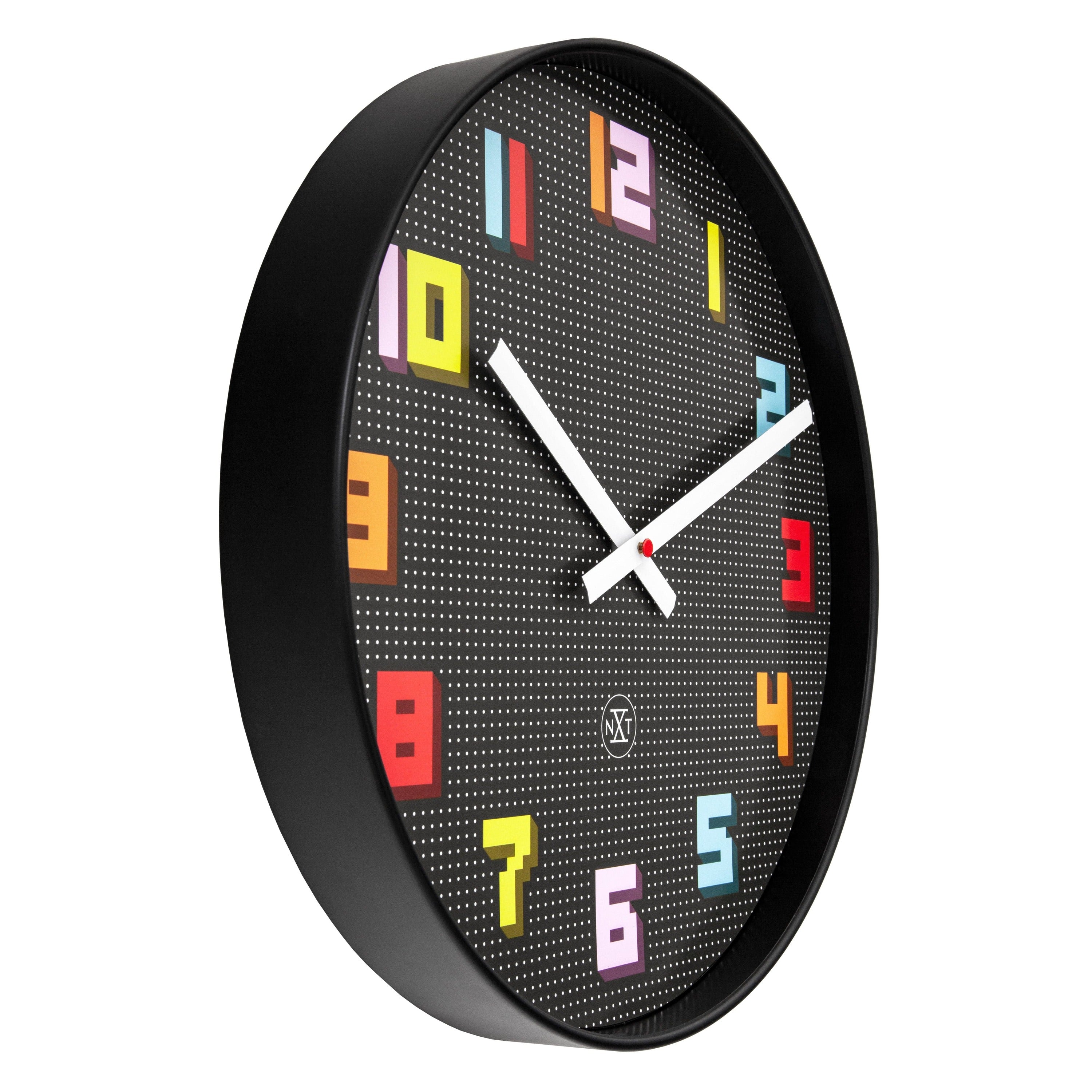 NeXtime - Wandklok 35cm - Stil - Zwart|Multikleur - ABS - nXt 'Game'