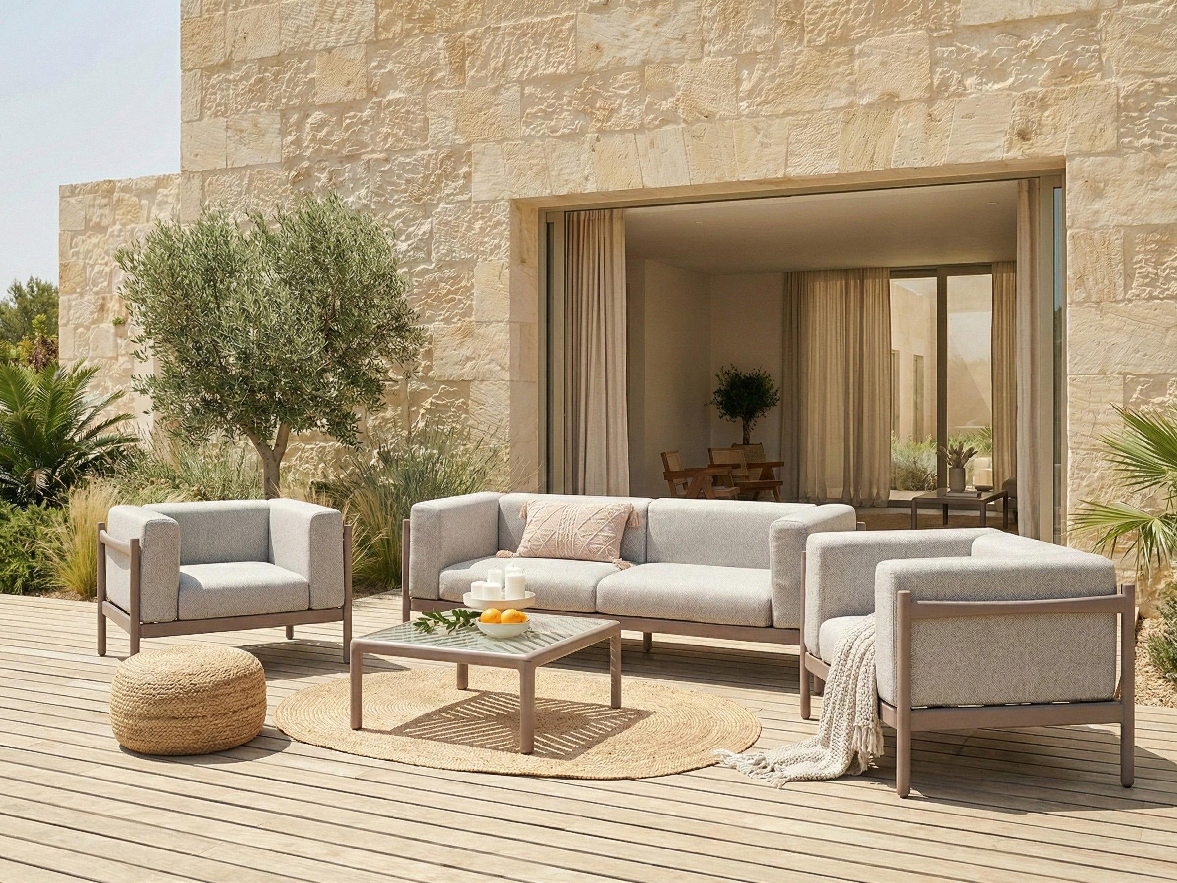 Loungeset met tafel 4-zits FERRETTI Taupe