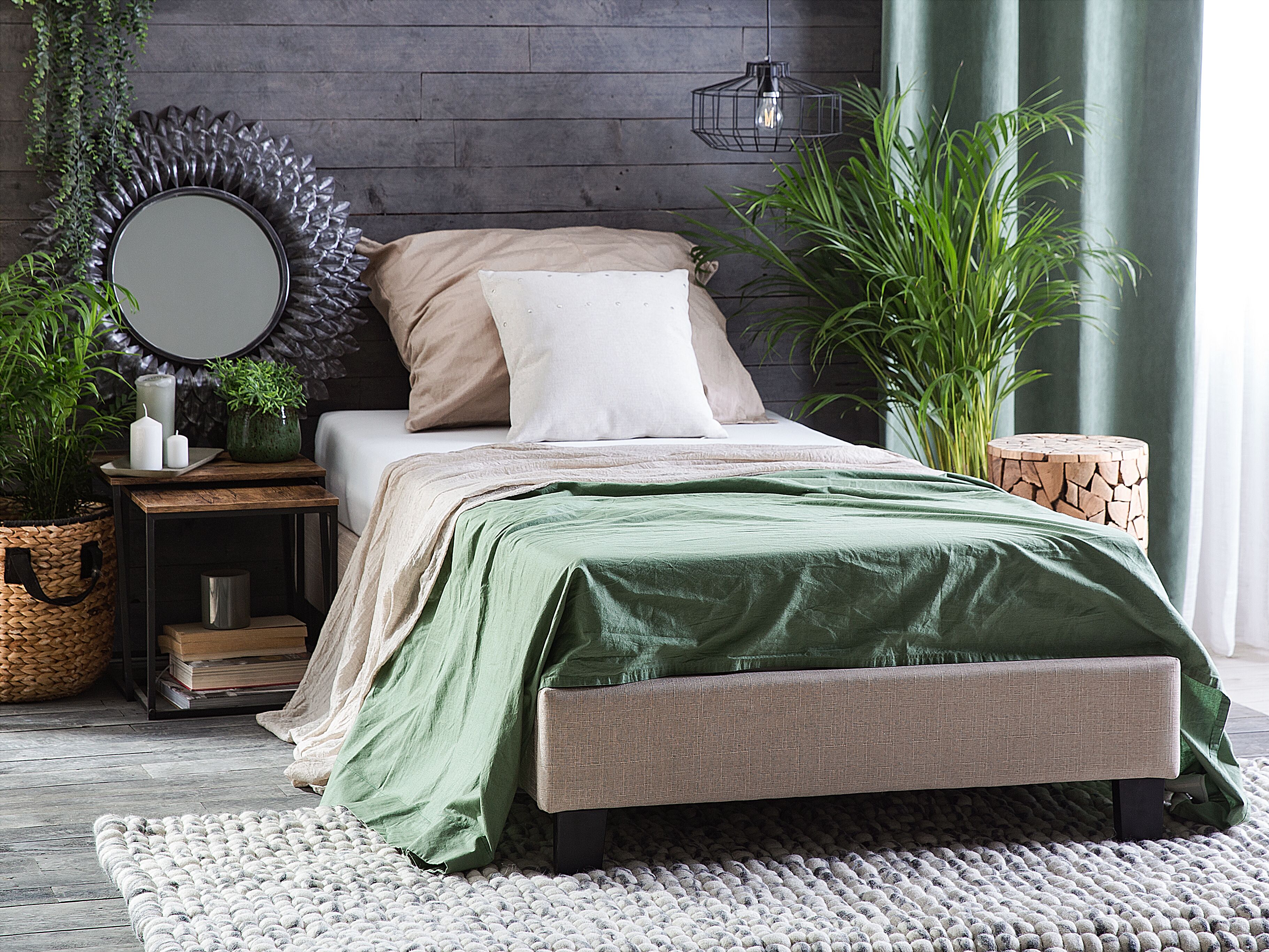 Bed zonder hoofdbord Stof ROANNE 90 x 200 cm Beige