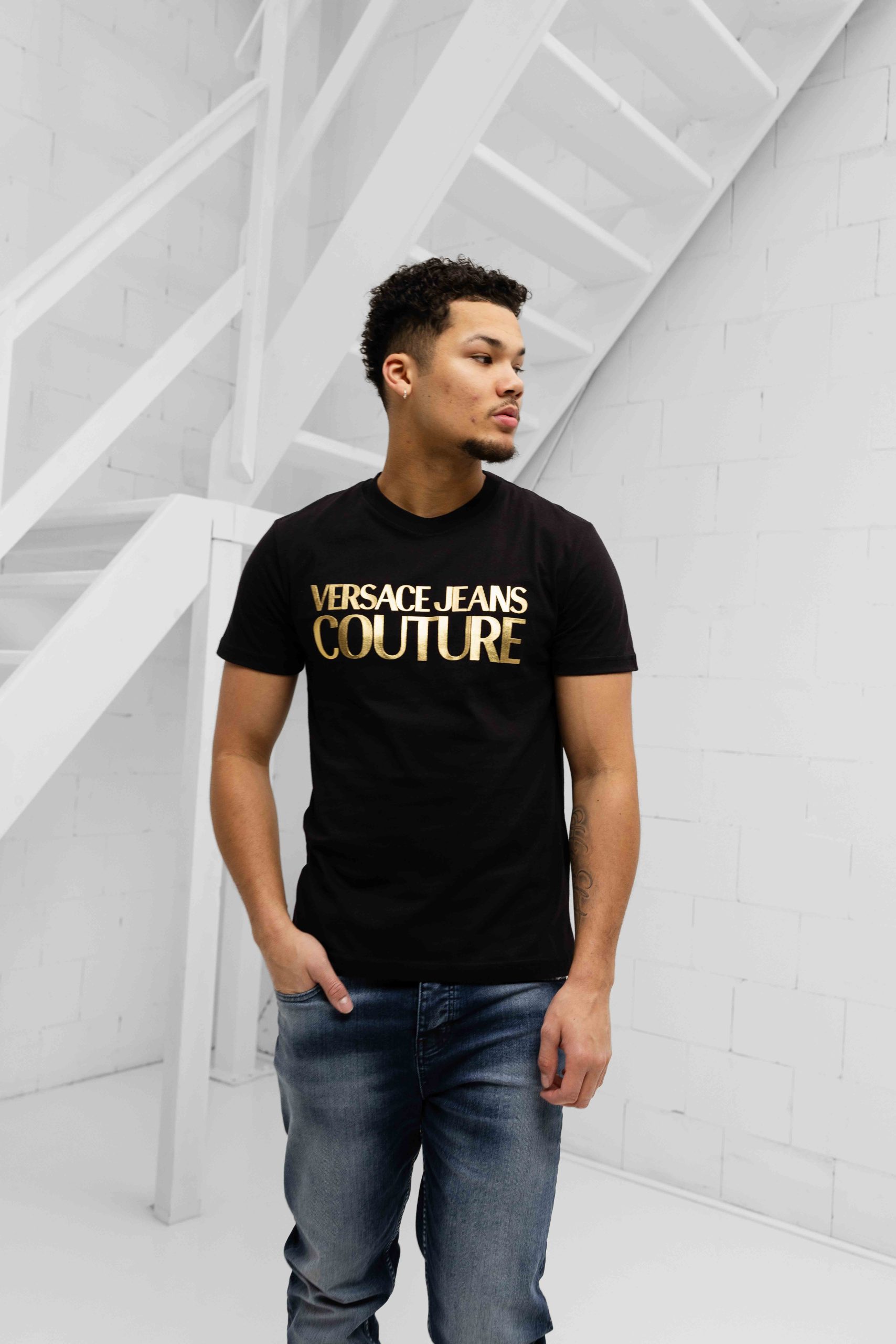 Versace Jeans Couture Logo T-Shirt Heren Zwart/Goud