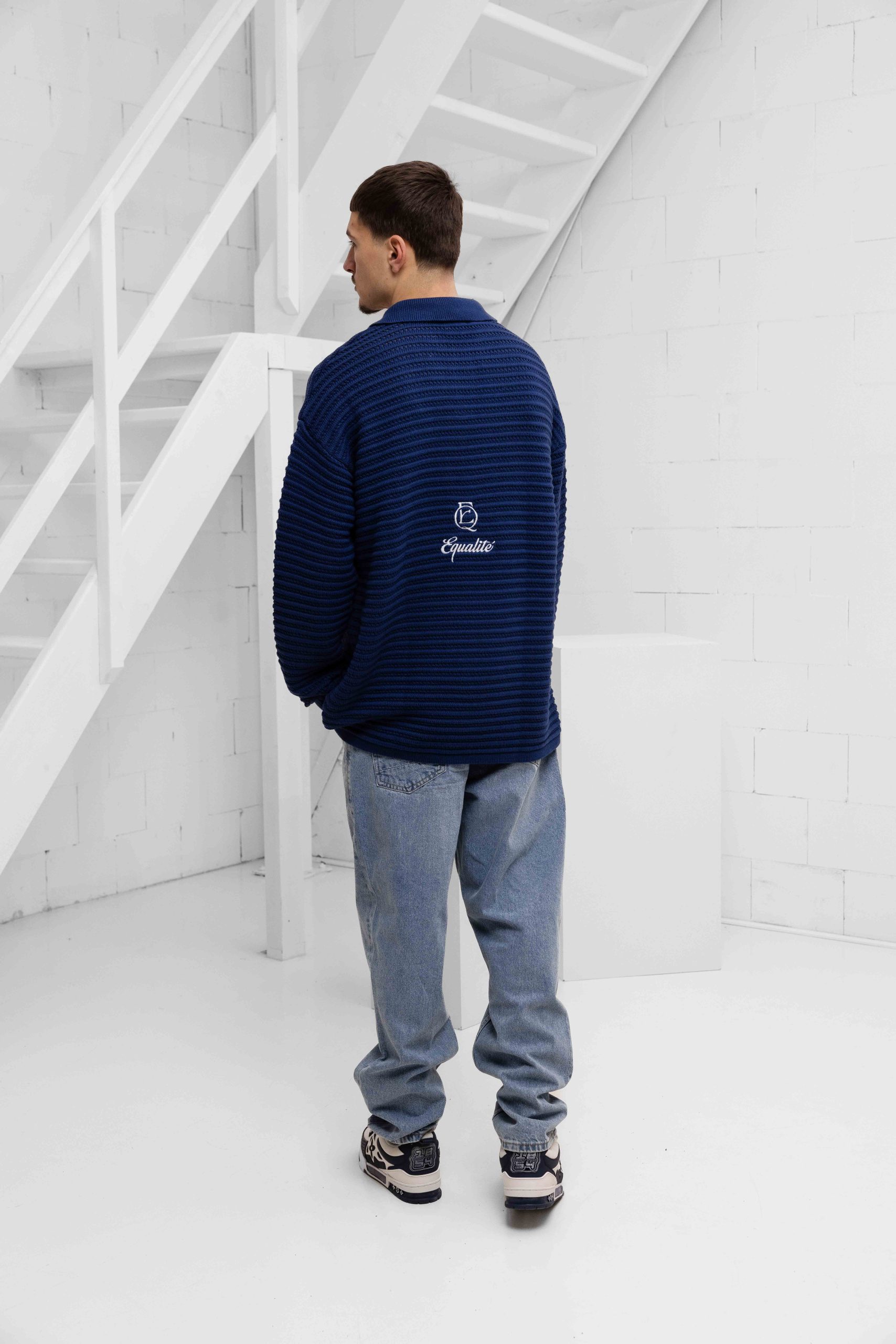 Equalité Heritage Rib Knit Polo Heren Donkerblauw