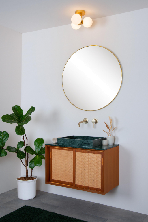 Lucide Trudy 3 plafondlamp Ø28 badkamer IP44 mat goud