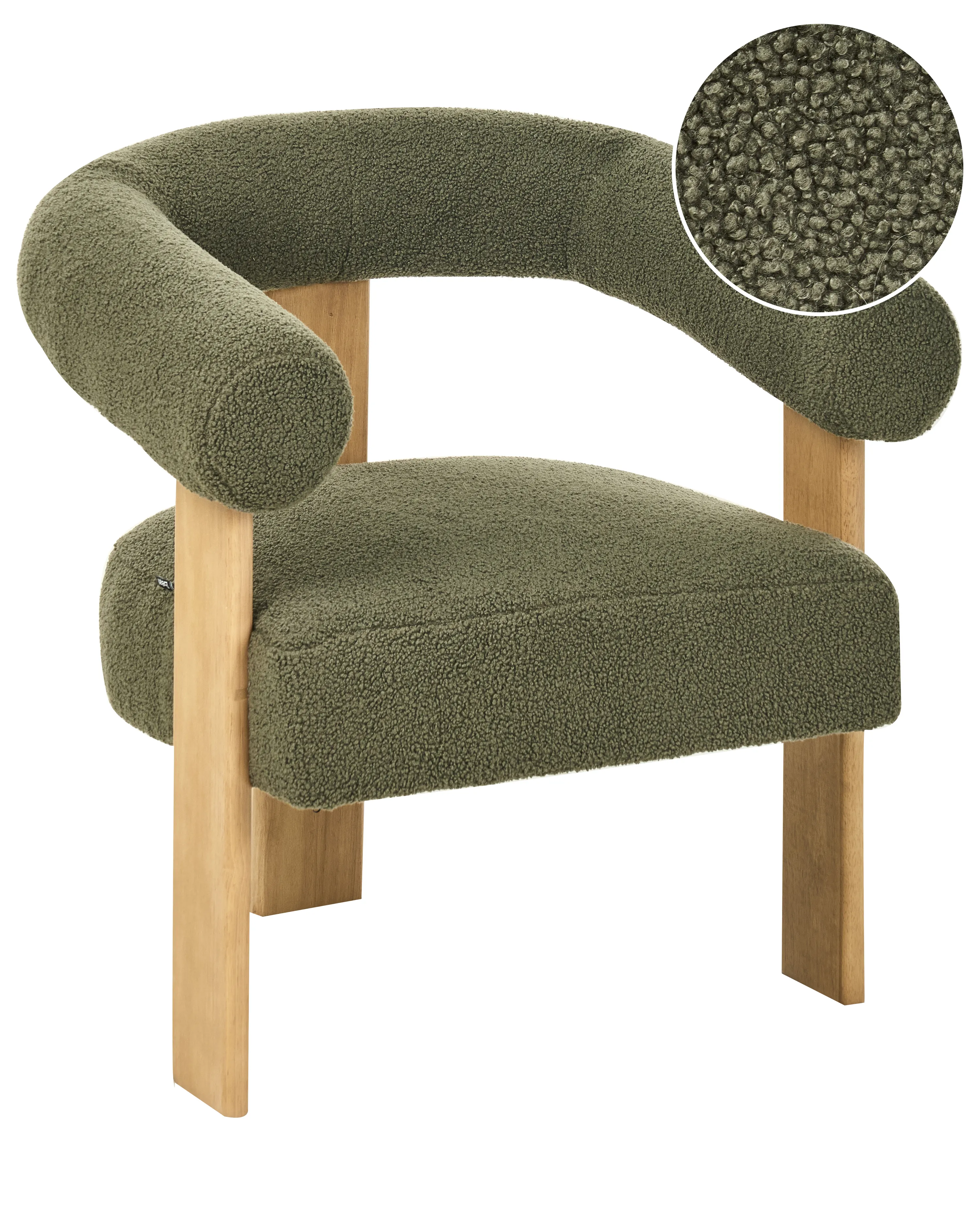 Fauteuil ILBRO Bouclé Groen/lichtbruin