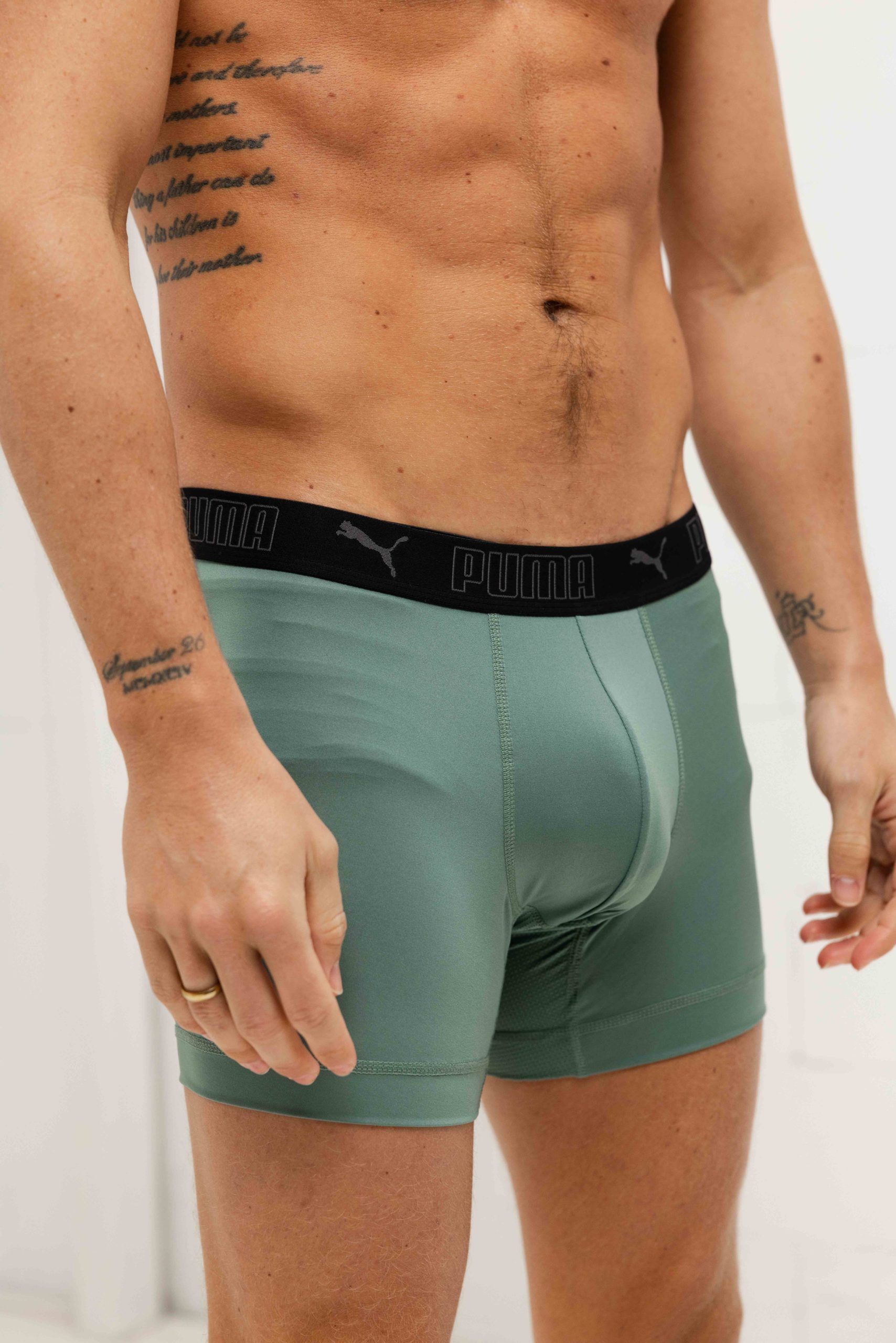 Puma Sport Microfiber Boxershorts Heren 2-Pack Groen/Zwart