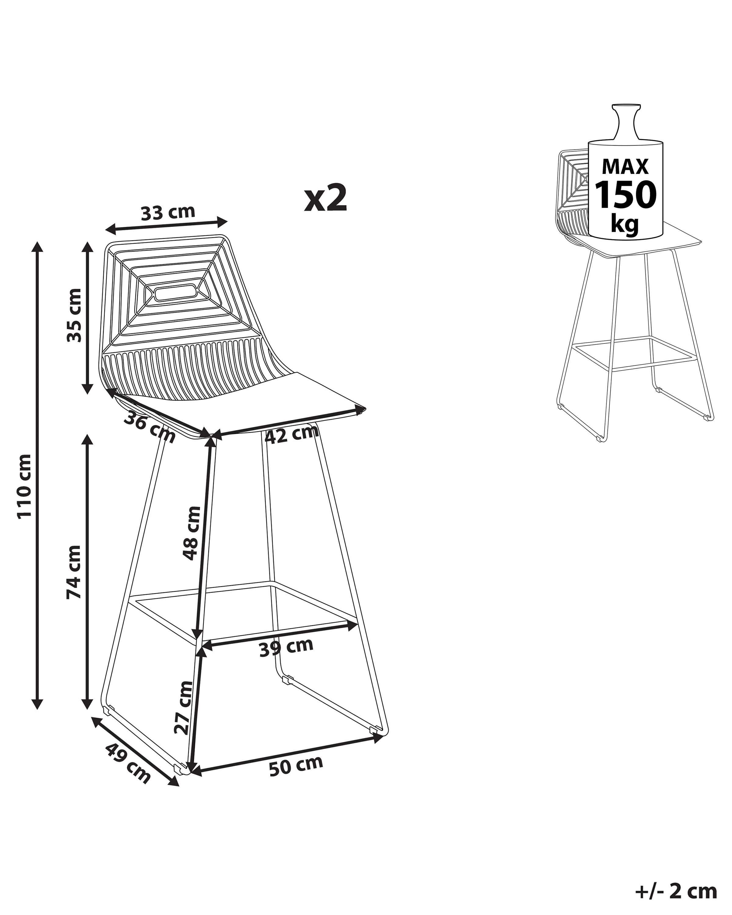 Set van 2 barstoelen BISBEE Metaal Goud