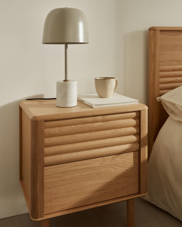 Kave Home Lenon nachtkastje 55x50 eiken