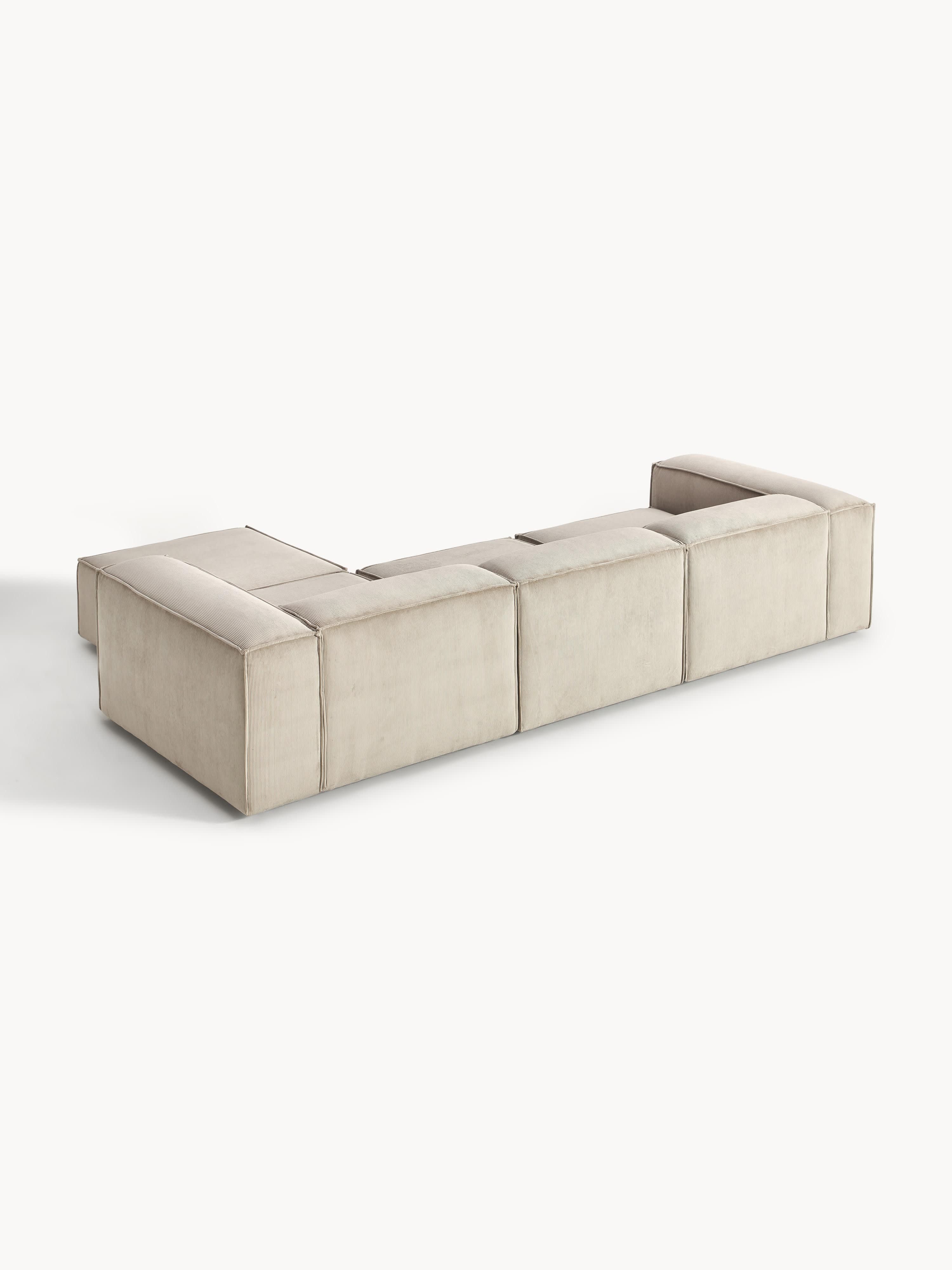 Modulaire bank Lennon (4-zits) van corduroy met poef (links/rechts)