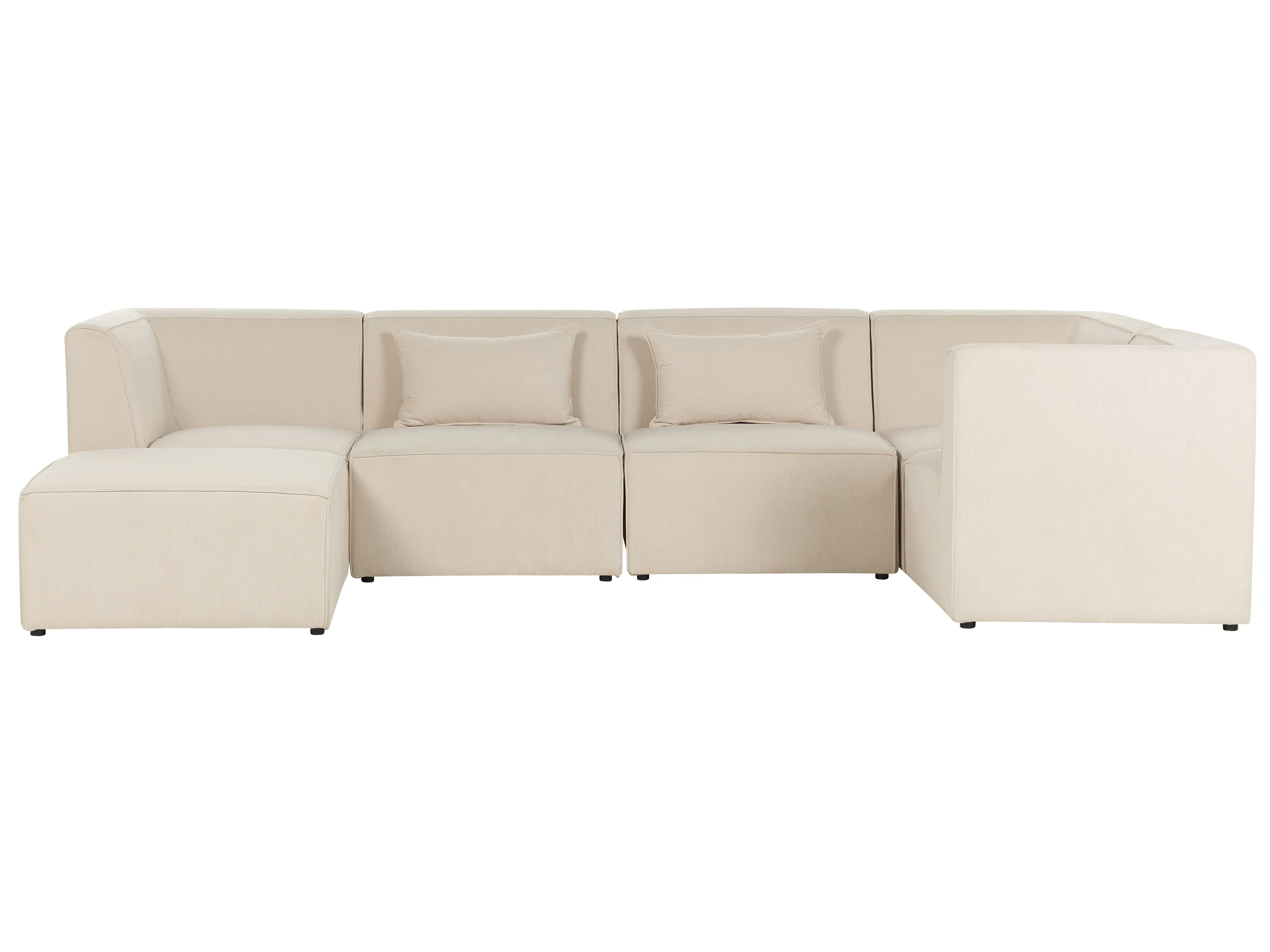 Modulaire hoekbank 5-zits LEMVIG Corduroy Lichtbeige met ottomaan linkszijdig