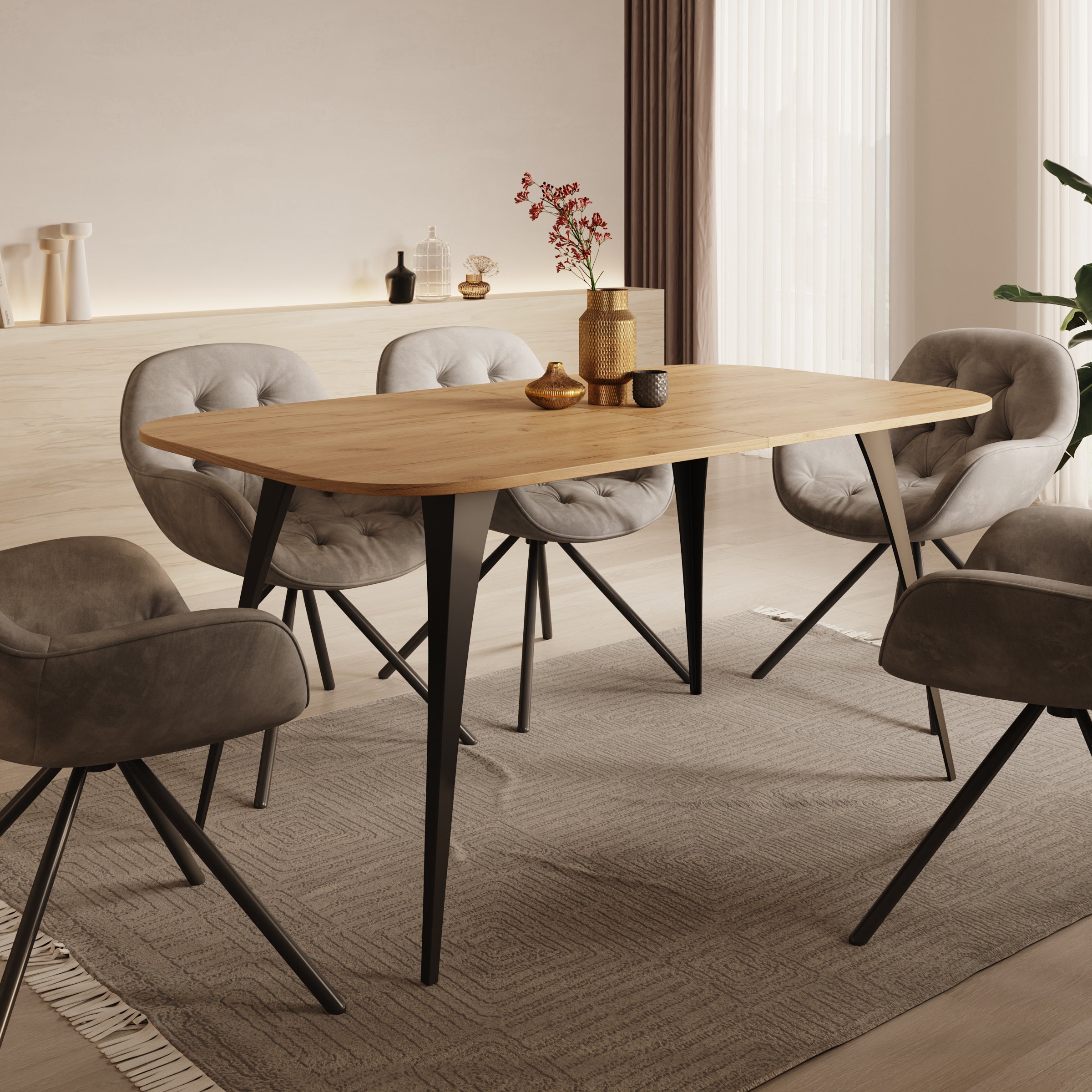 Flix - Eetkamertafel - Eiken - Uitschuifbaar - 160x90x76 cm
