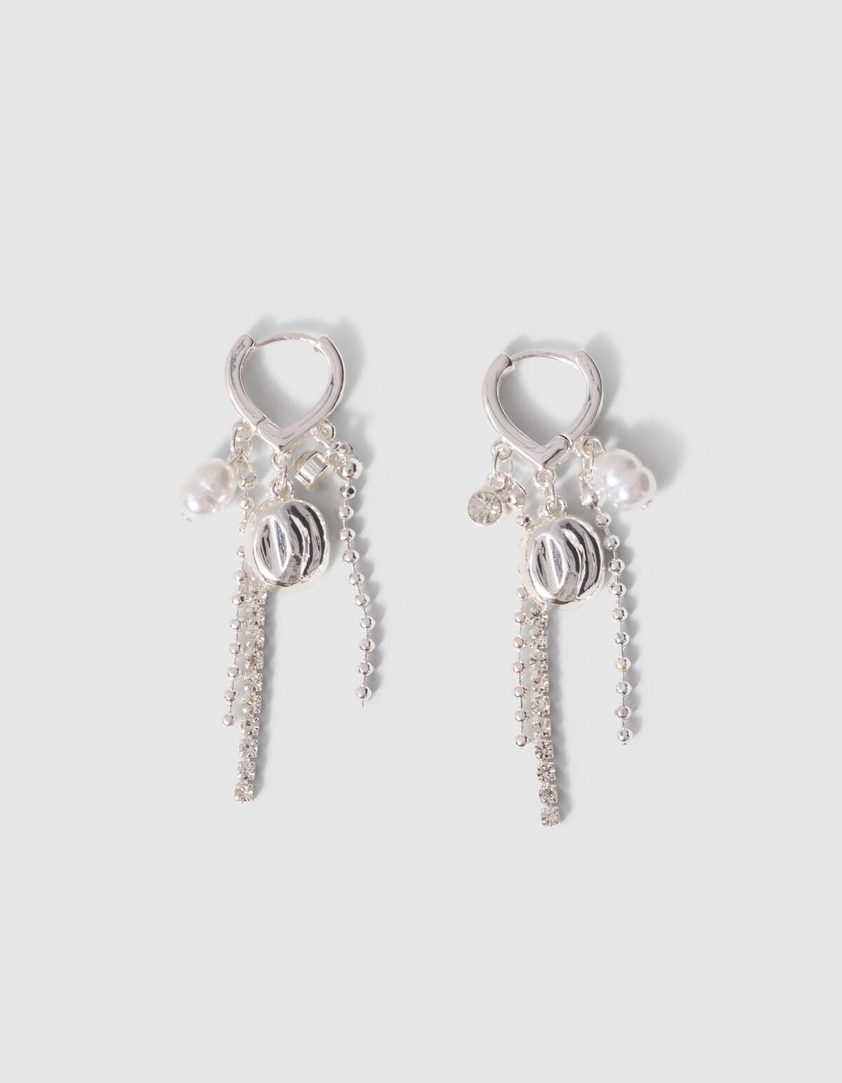 Strass Charm Oorbellen Zilver