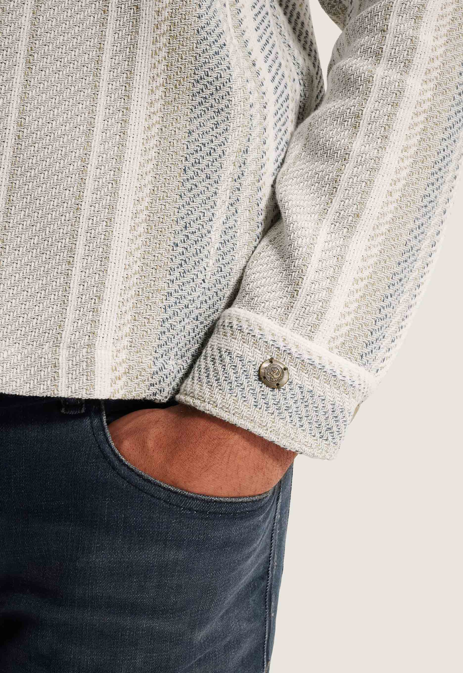 Cast Iron Twill Slub Striped Overhemd