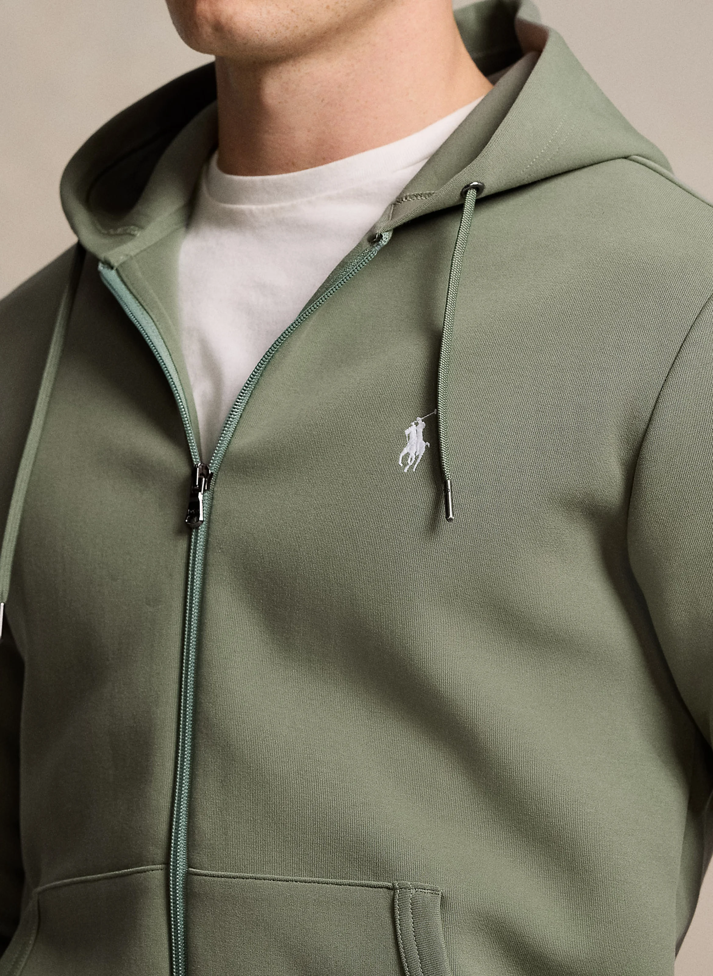 Sweat zippé à capuche en coton doux | Vert