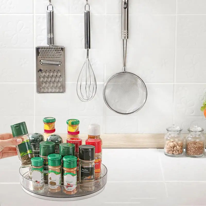 (Ø23cm) Drehteller Küchen Organizer 360º Grad Kühlschrank Turn Table Platte Gewürzregal - Transparent