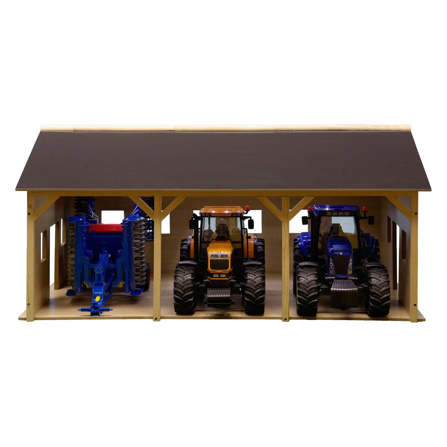 Kids Globe Landbouwloods Hout Voor 3 Tractoren, 1:16