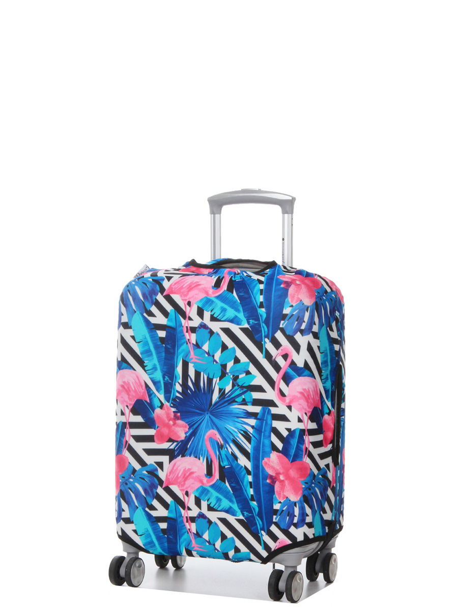 Housse de valise Periea Black & White Stripes with Flamingos S