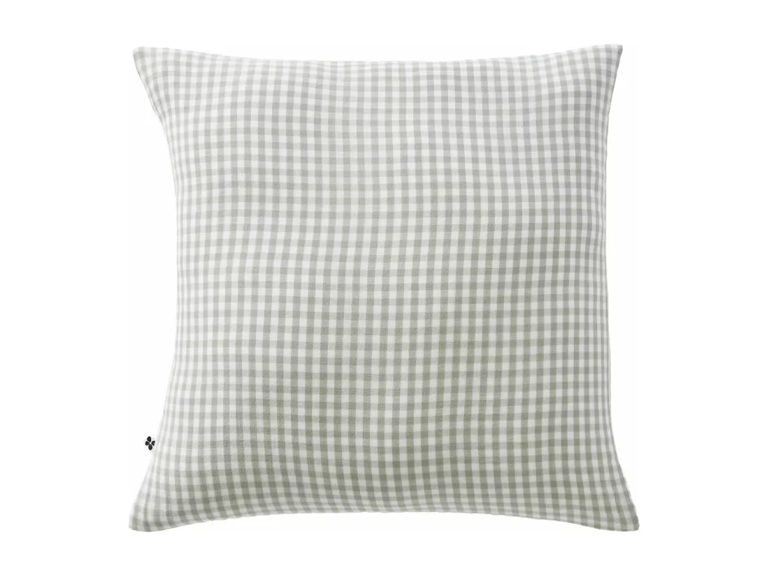 Taie d'oreiller gaze de coton imprimé vichy 60x60 Vert