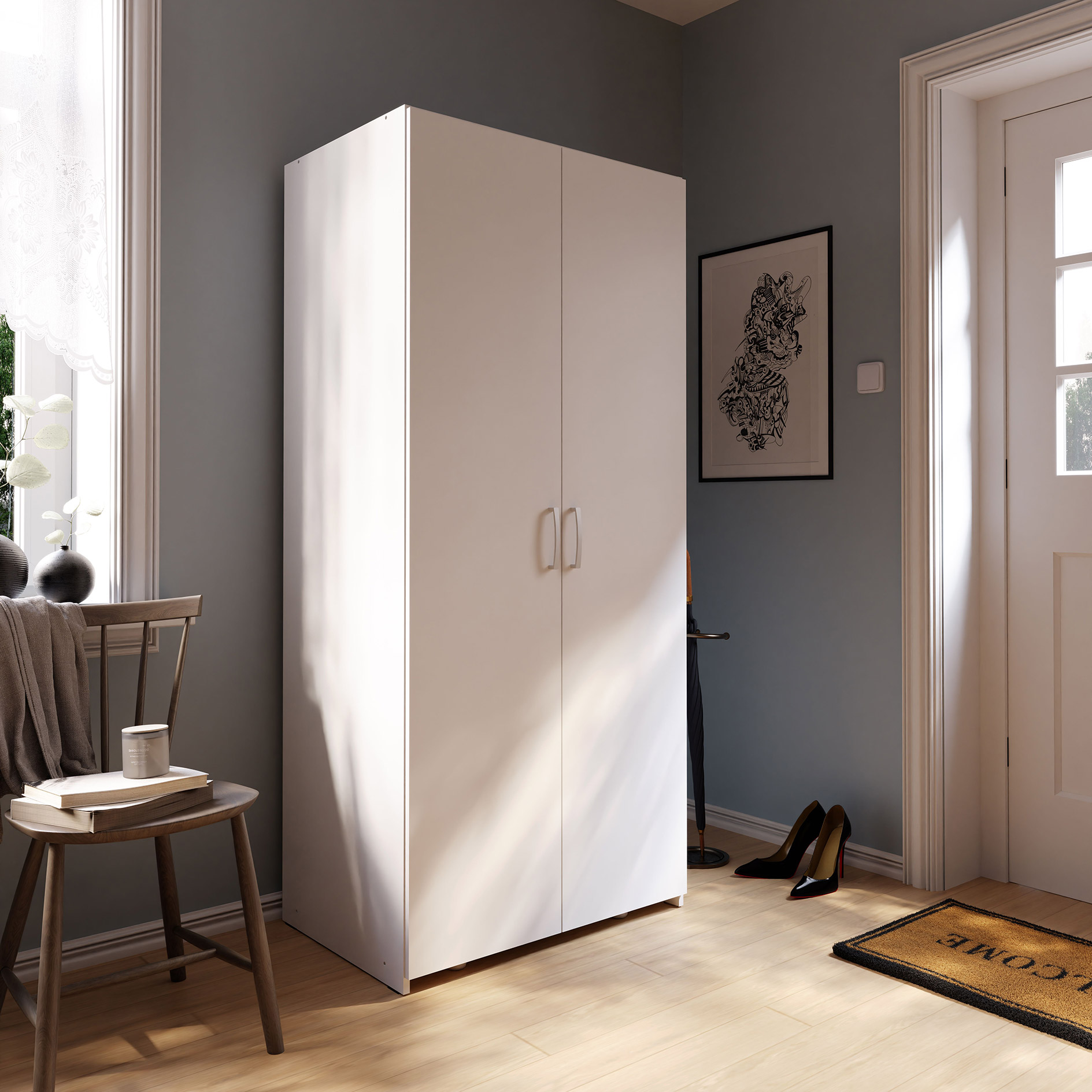 Drehtürenschrank - weiß - 2 Türen - 79,7 cm