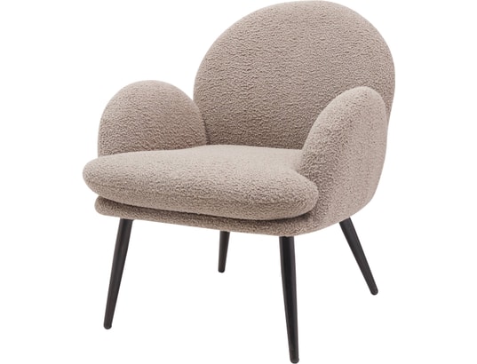 CONCEPT1 - Fauteuil tissu Lot de 2 F. Oreo taupe effet laine bouclette