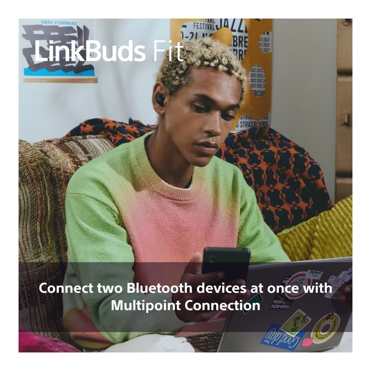 Sony LinkBuds Fit helt trådløse in-ear hodetelefoner (grønn)