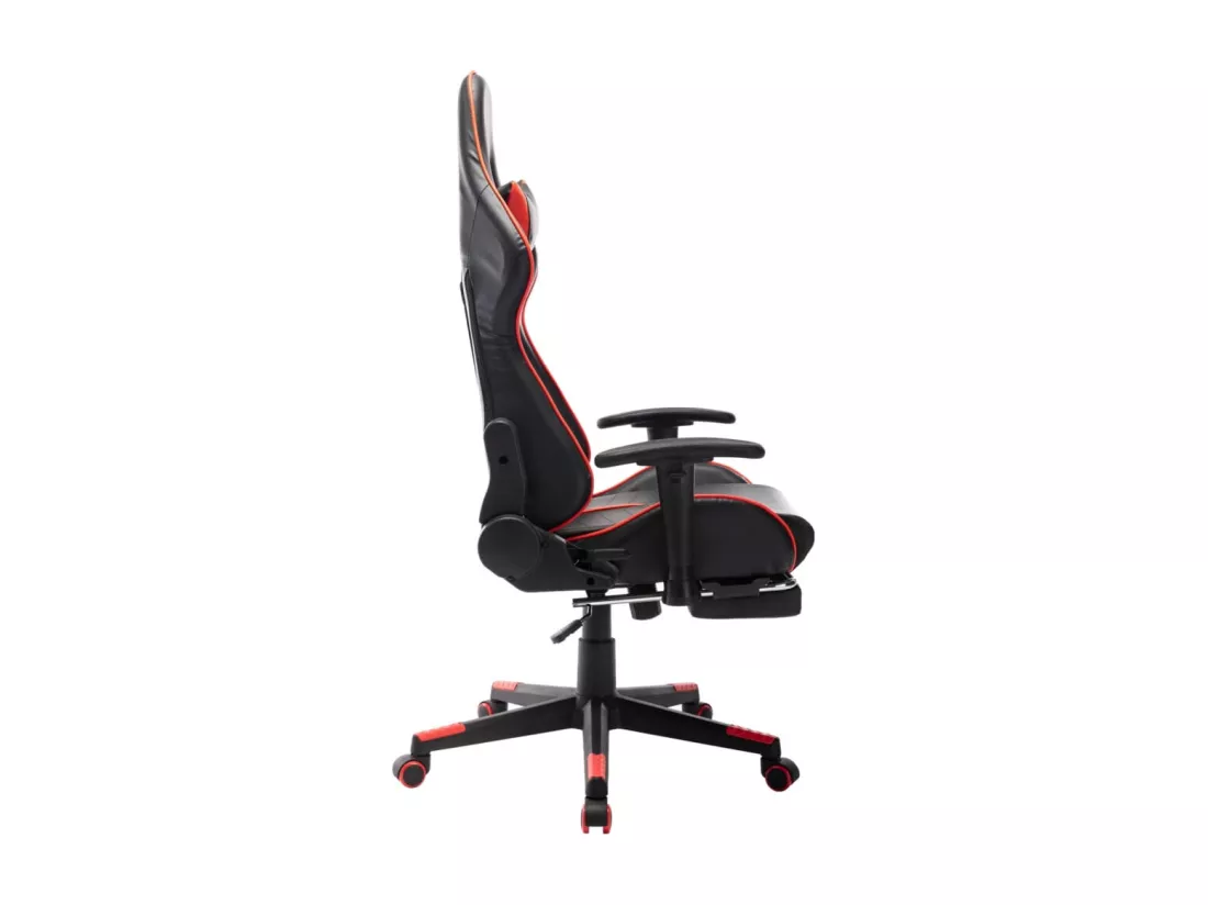 Chaise de jeu avec repose-pied Noir et rouge Cuir artificiel