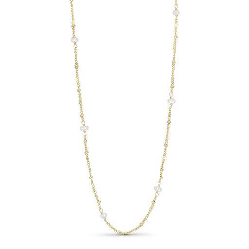 Pure By Nat Perle Halskæde, Gold Plated White, 42 cm