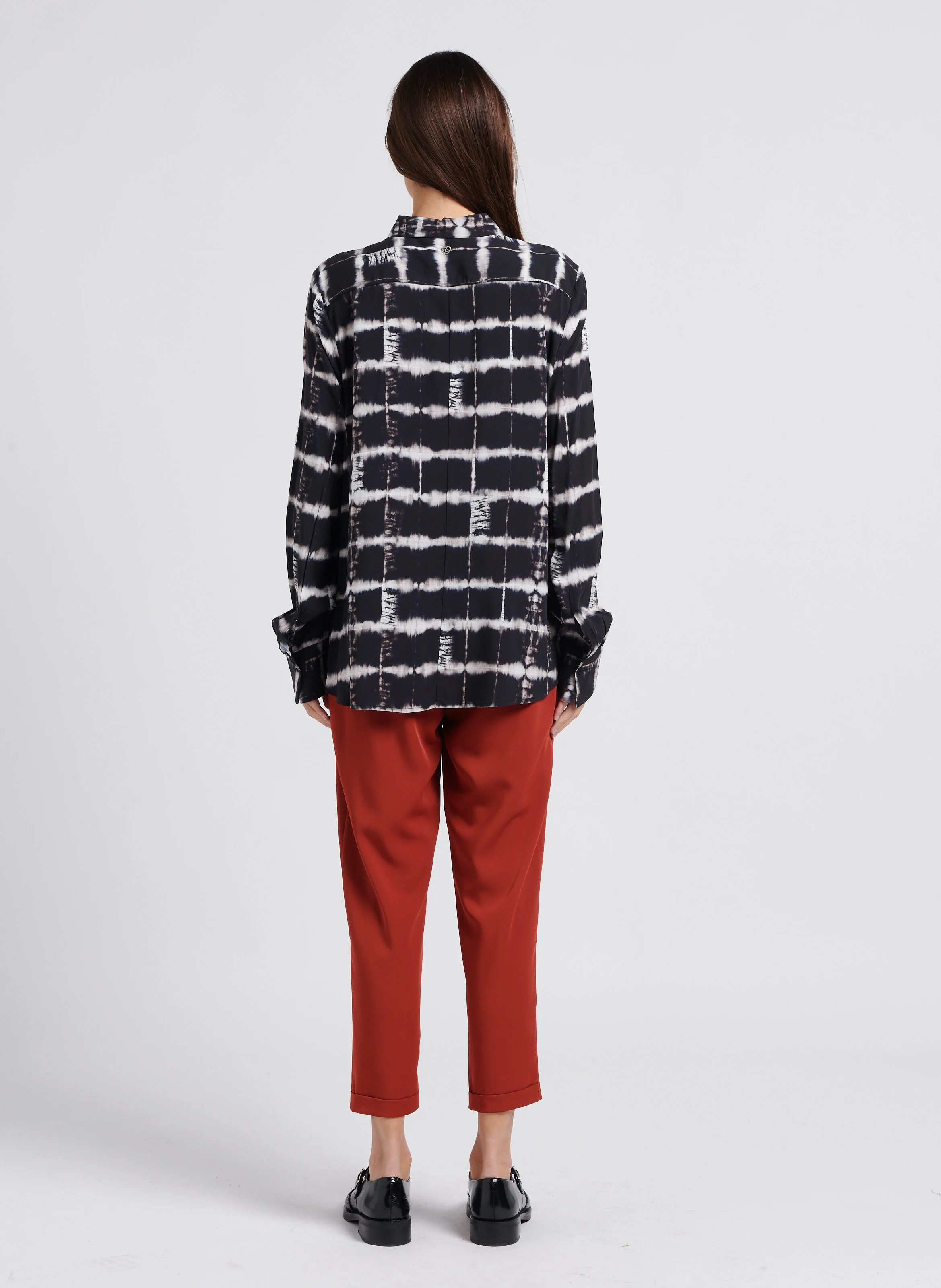 Pantalon large taille haute ceinturé | Rouge