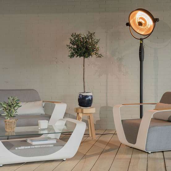 Chauffage halogène HEATER RETRO STANDING 2100 acier noir - D.47,5 cm