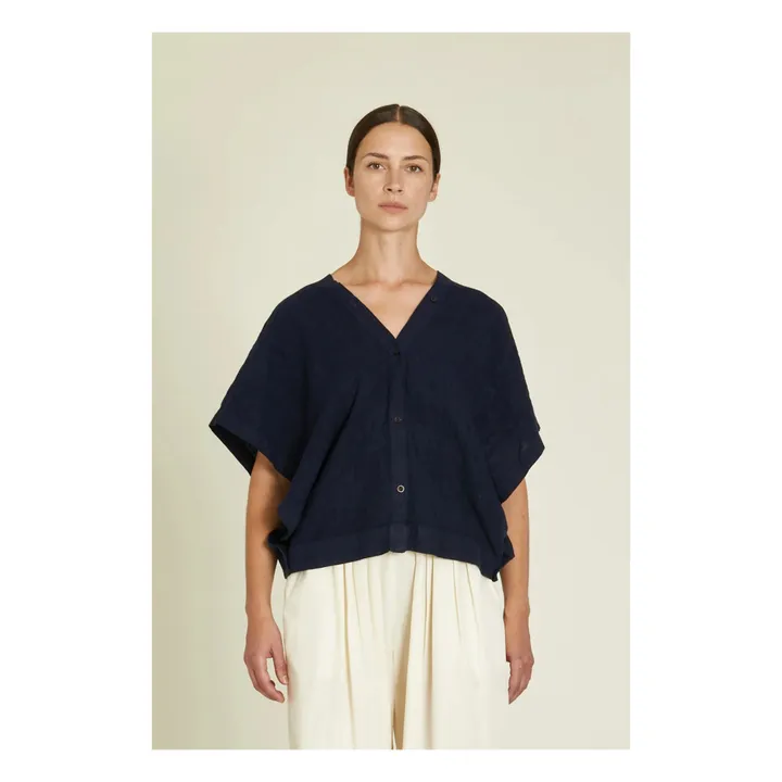 Black Crane Top Origami Lin | Bleu marine