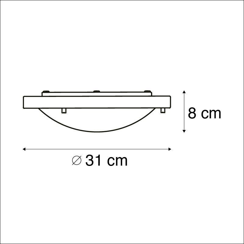 Smart plafonnière zwart 31 cm incl. WiFi A60 IP44 - Yuma