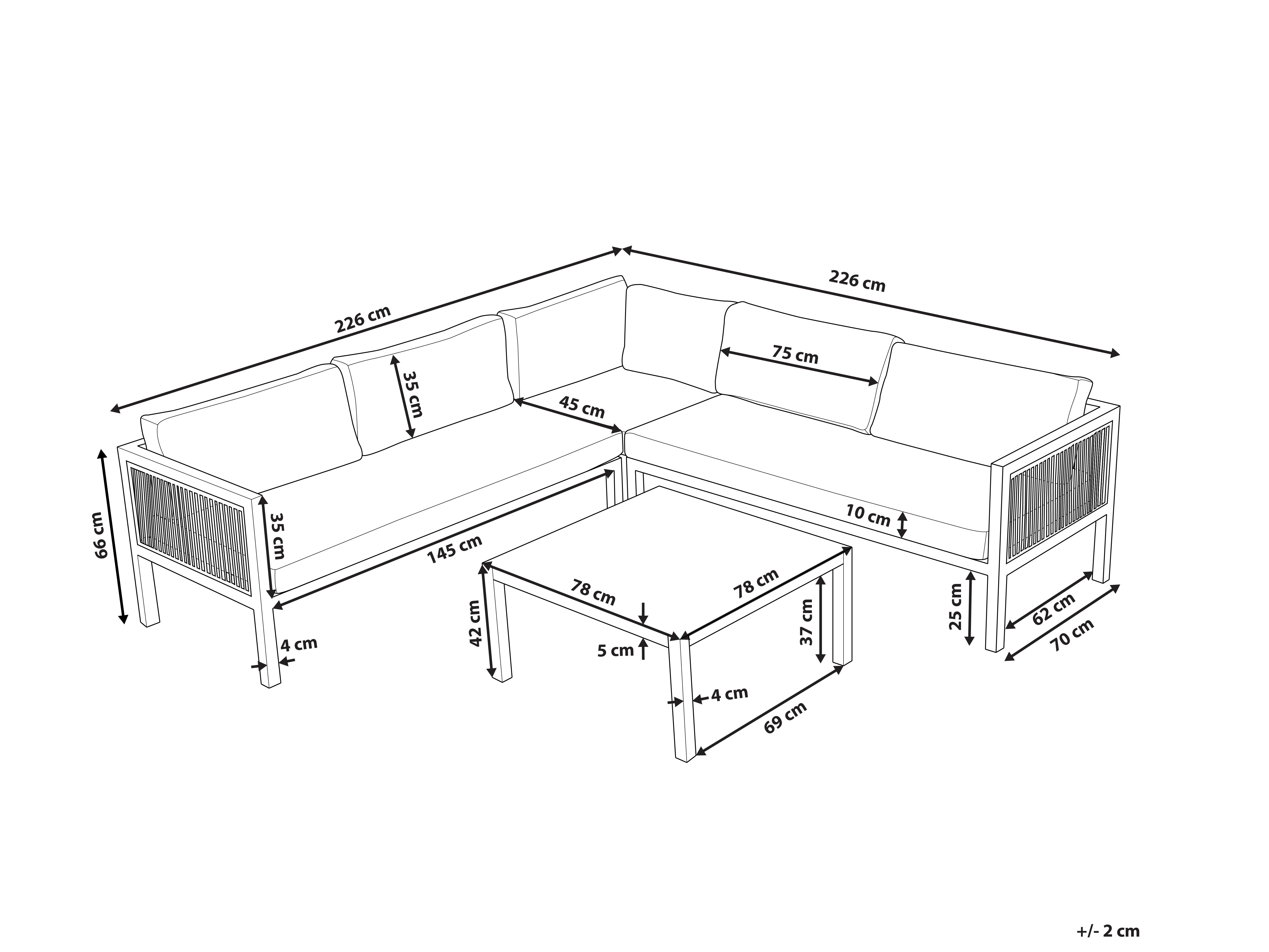Tuin hoekloungeset met tafel 4-zits BORELLO linkszijdig Metaal Beige