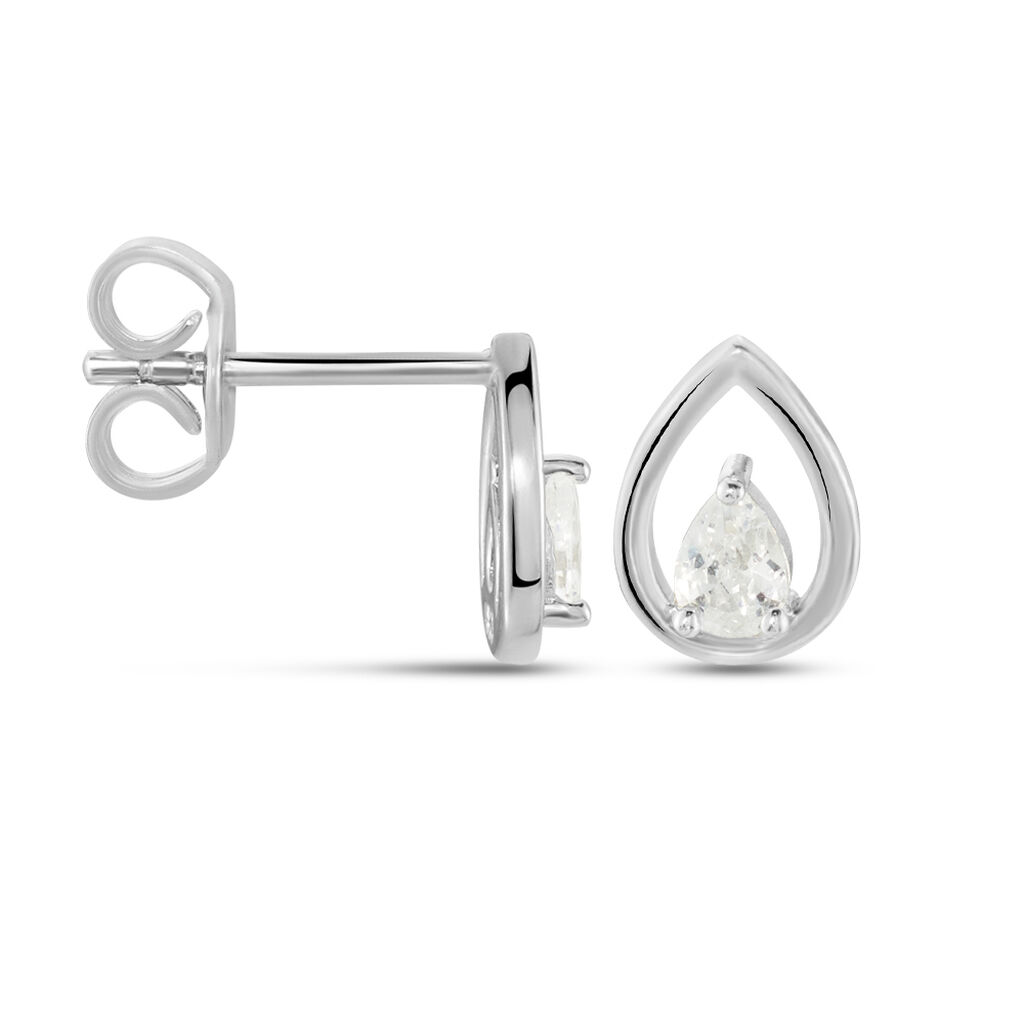 Boucles D'oreilles Puces Argent Blanc Temusio Oxydes De Zirconium