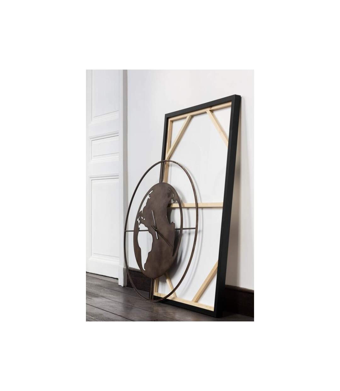 Paris Prix - Horloge Murale carte Du Monde 90cm Marron