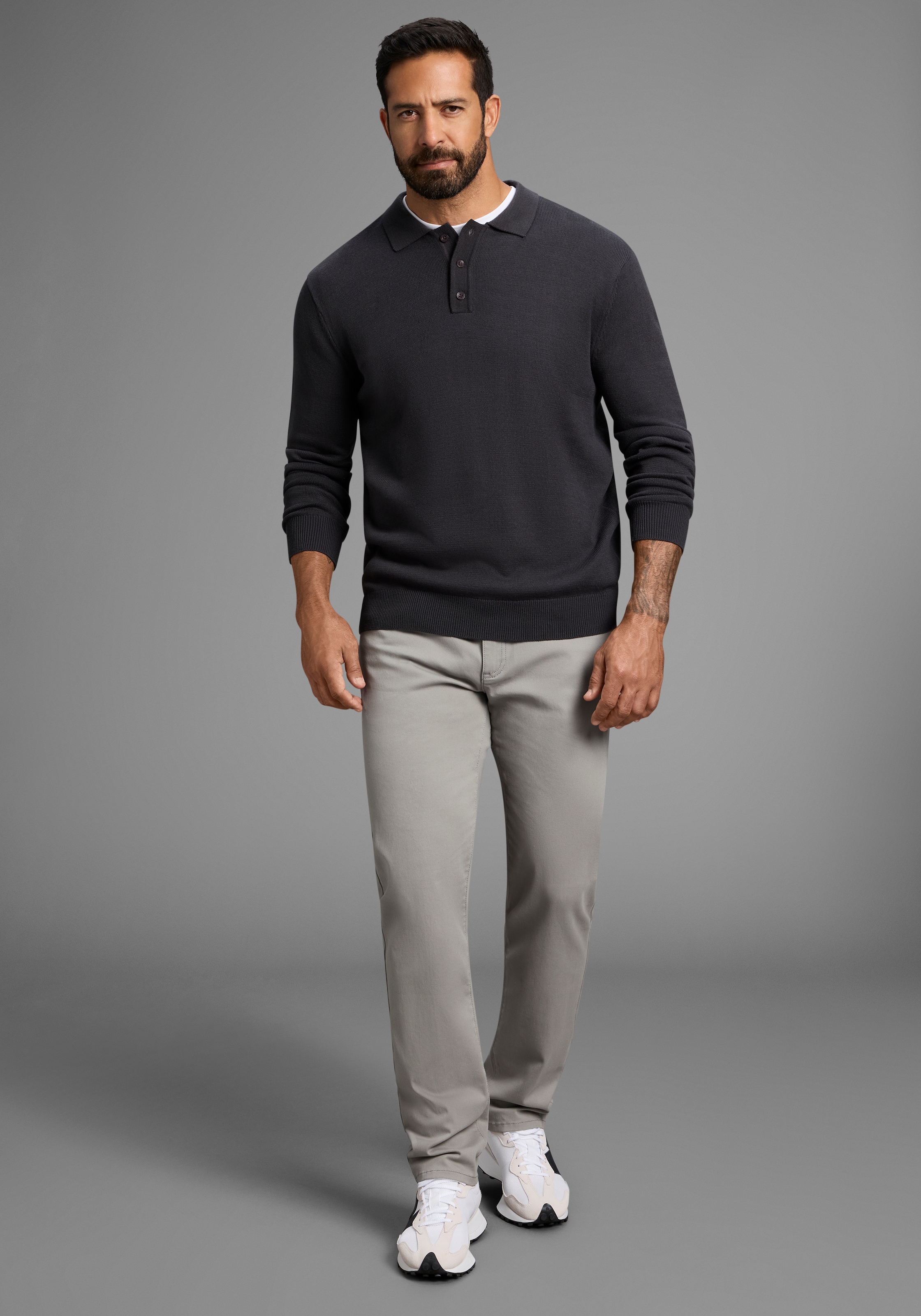 Man's World Polokragenpullover »Neue Kollektion !«, Feinstrick, ideal für die Übergangszeit, Basic Style