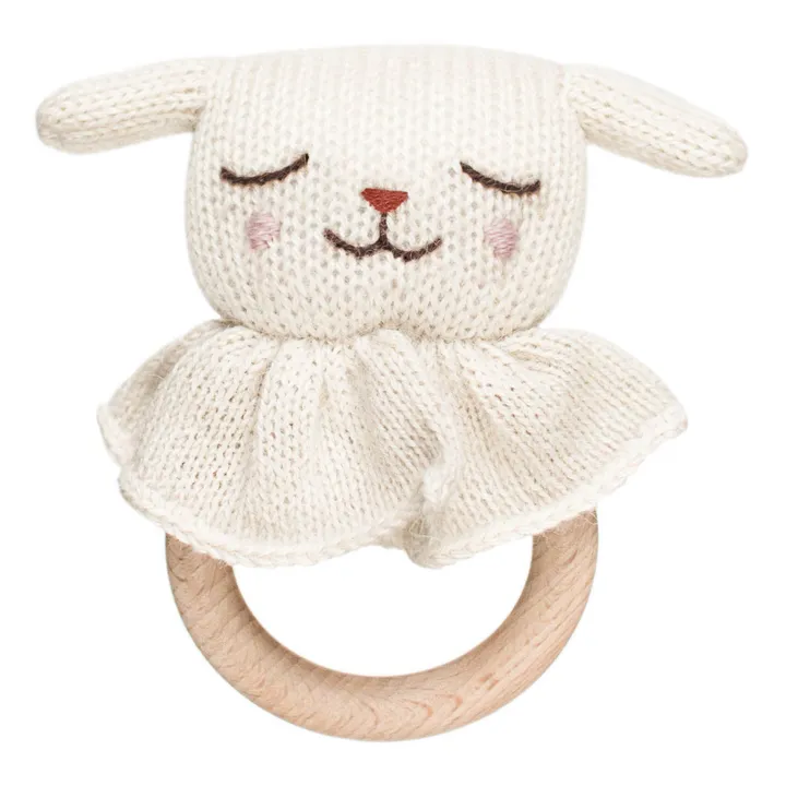 Main Sauvage Hochet Agneau en bois | Blanc