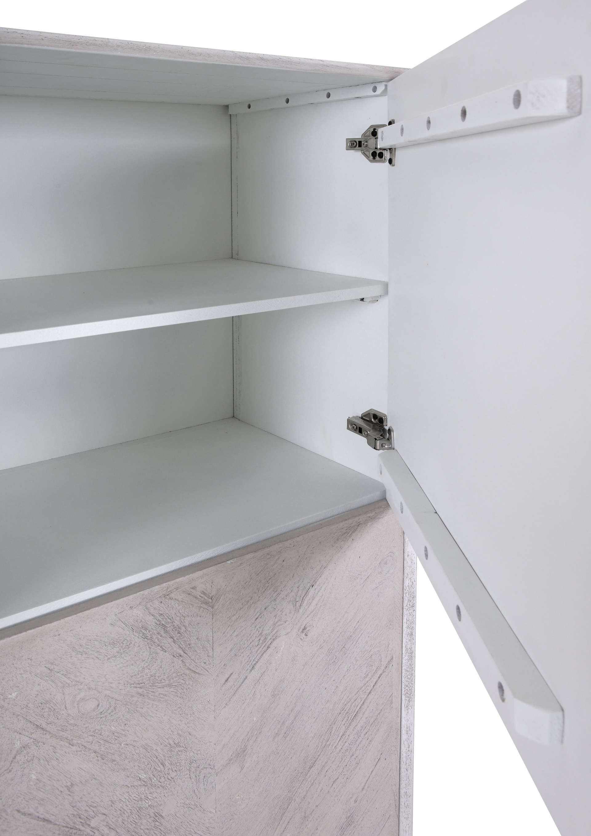 INTERhome Highboard CESARO 115 x 138 cm Mango massiv sandgestrahlt/weiß vintage