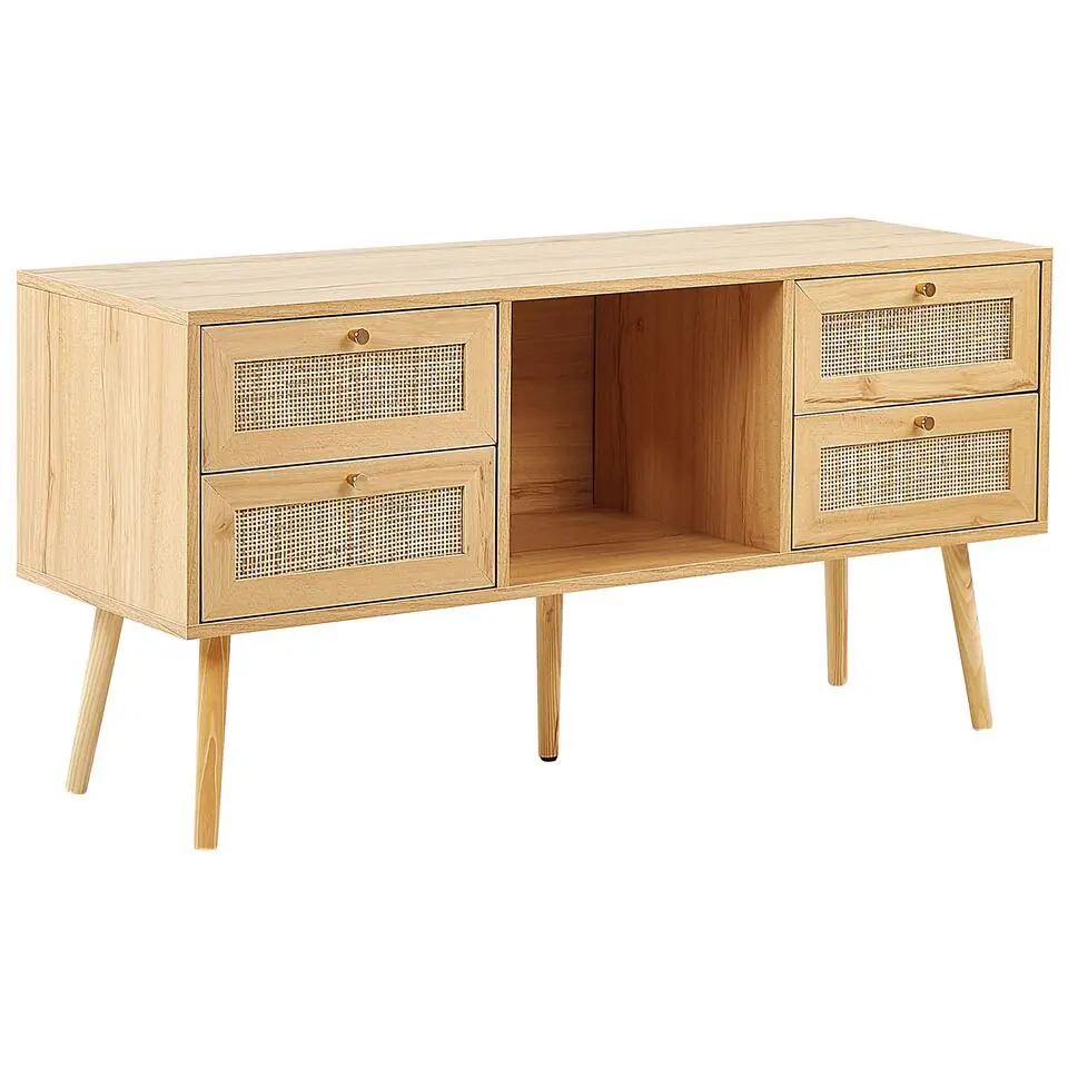 PEROTE - TV-meubel - Lichte houtkleur - Rotan