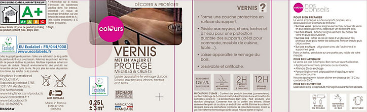 Vernis meubles et objets acajou satin 250ml Colours