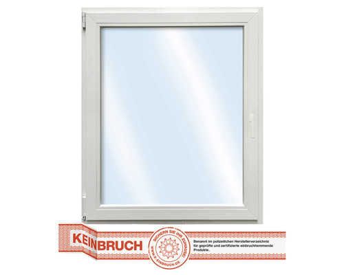 ARON Basic enkelvleugelig kunststof raam, RC2 gelaagd veiligheidsglas, wit, 800x1200 mm, DIN links