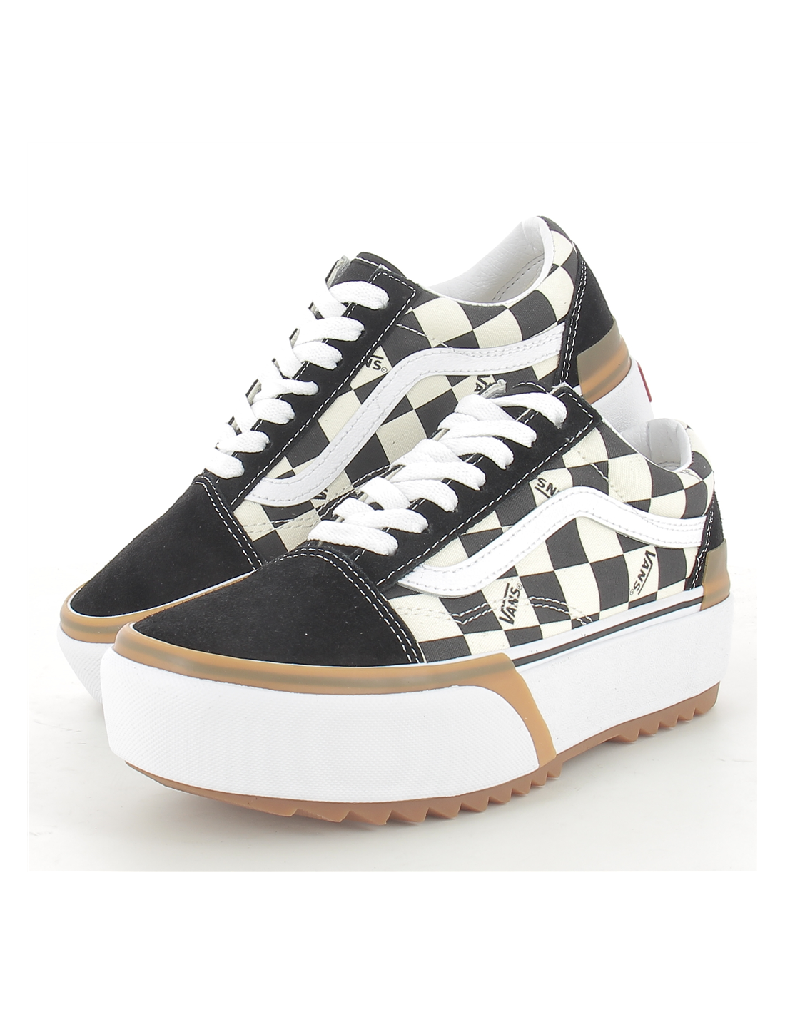 vans Sneakers compensées femme old skool stacked noir et blanche
