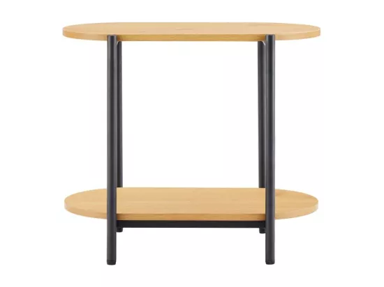 Table d'appoint BRODIE avec finition chêne et pieds métal noirs - 60x34 cm - Bois