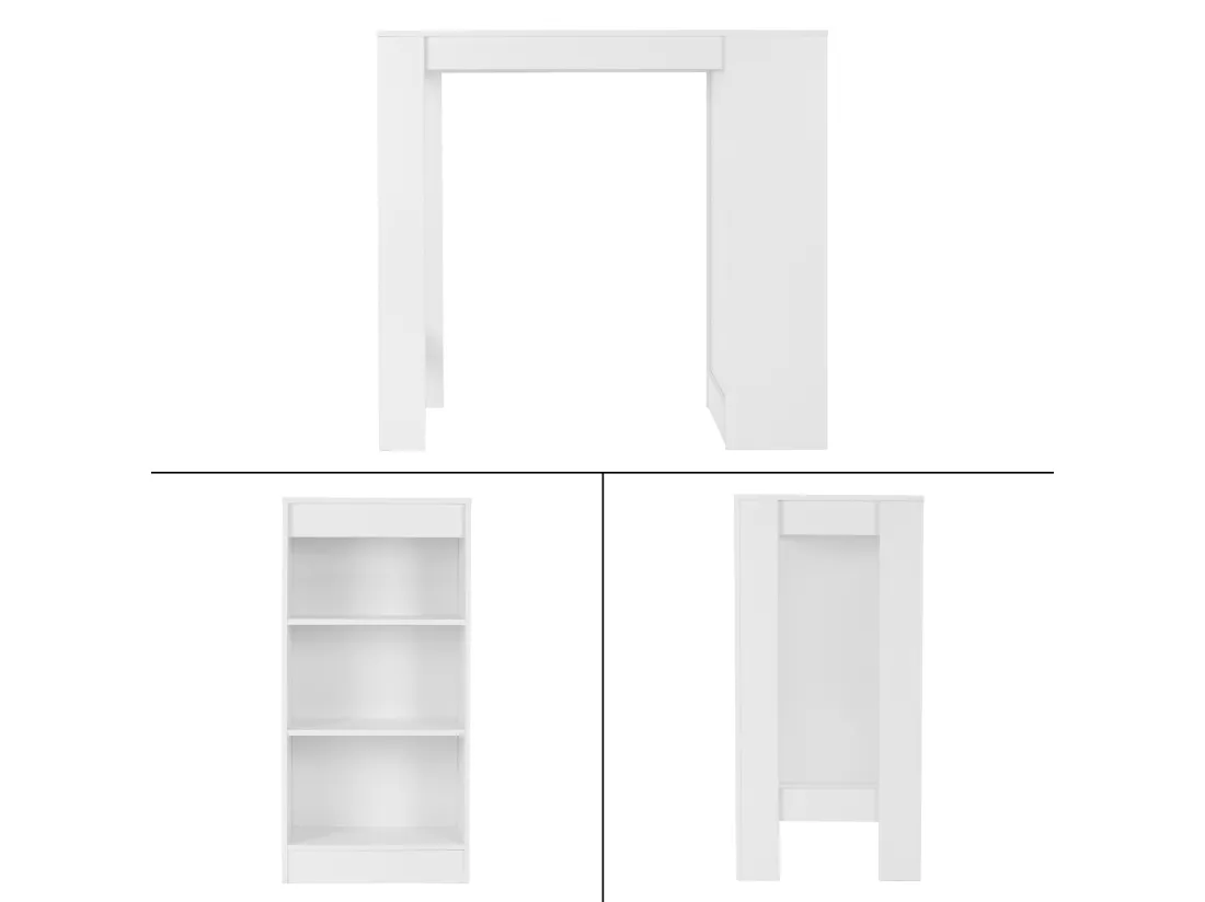 Table bar table mange-debout table lounge comptoir blanc 110x50x103cm ML-DESIGN