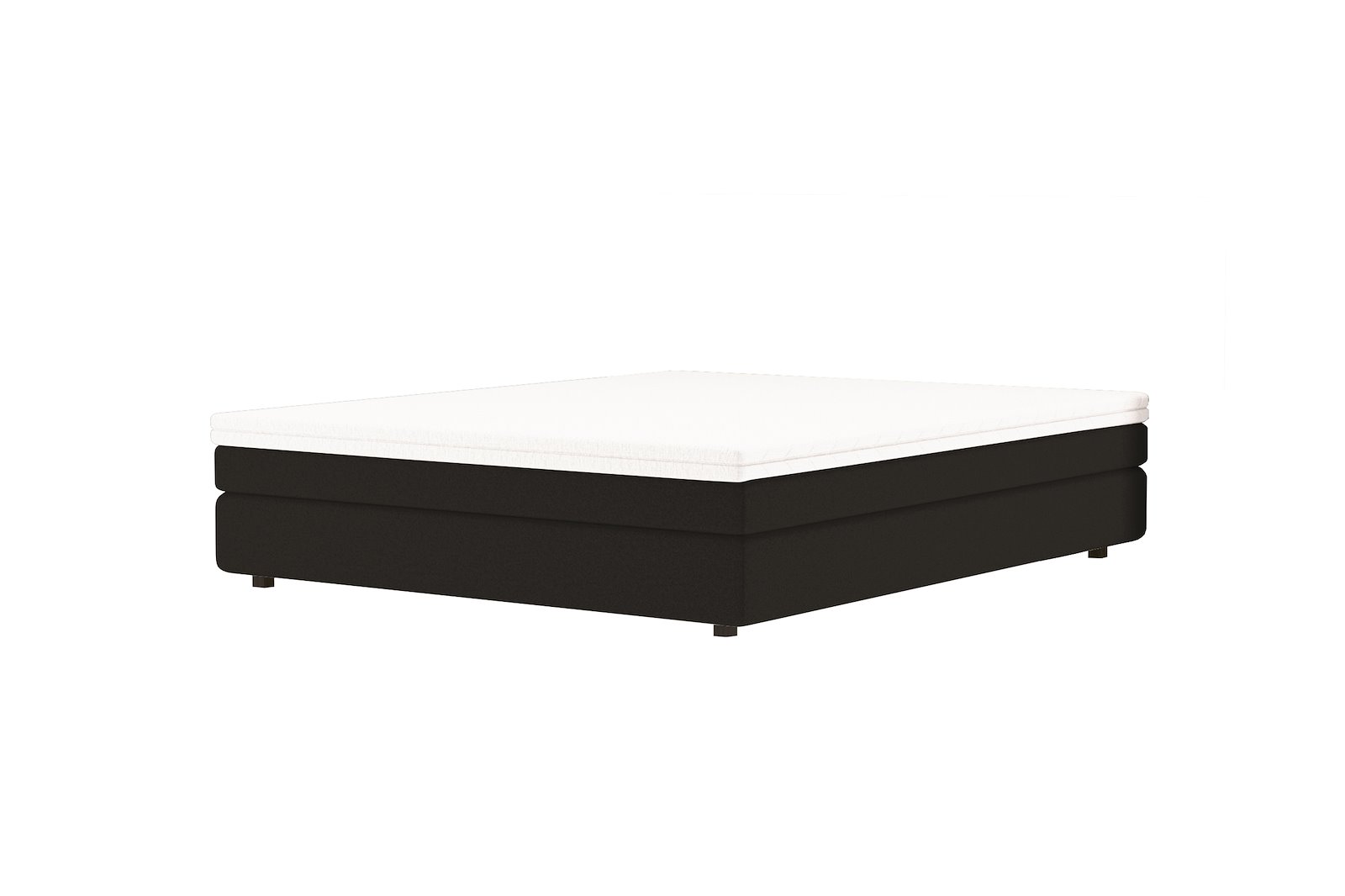 Premium LUX 3 kontinental 150x200 cm I tekstil Copenhagen 800 sort. Medium / medium med Premium lux 3 overmadrass og sort firkantede ben 10 cm, gavl selges separate