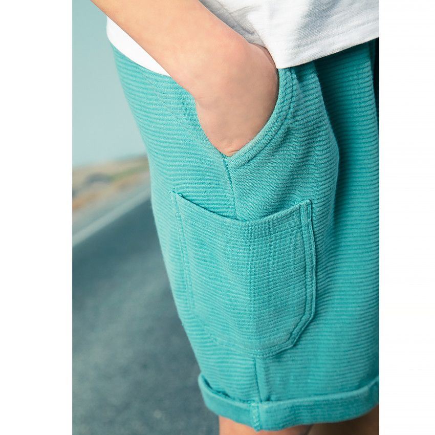 Bermuda en maille style ottoman à poches - Bleu moyen