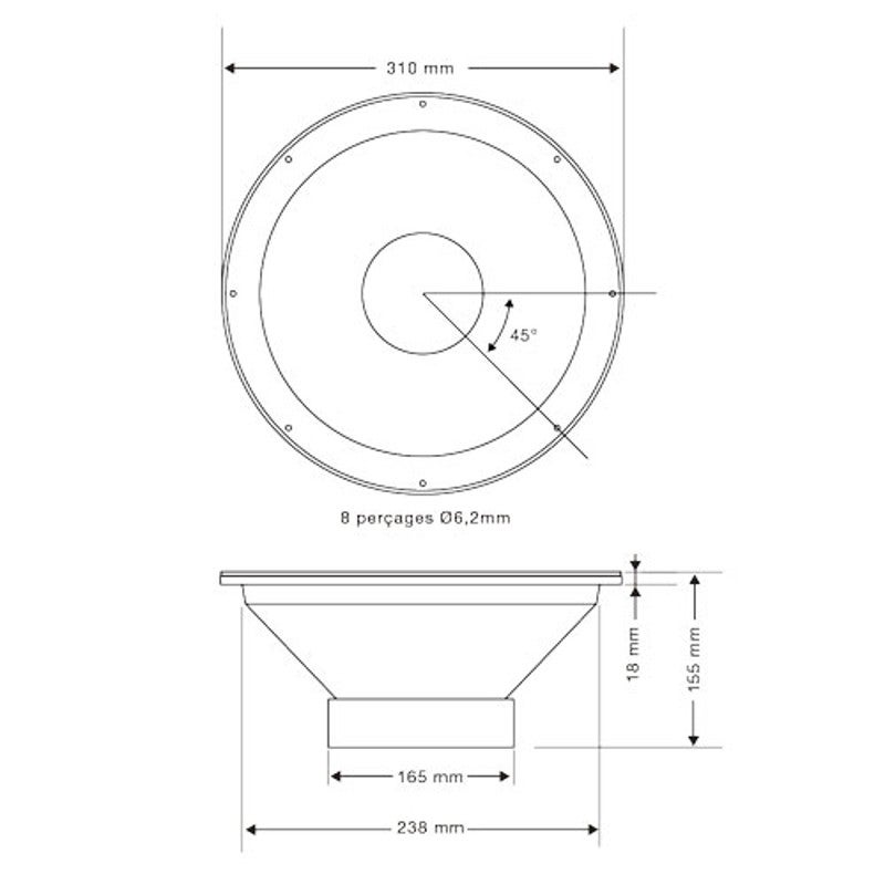 Audiophony OWB12-400-8 12 inch woofer